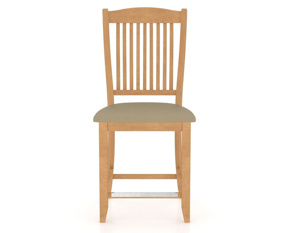 Canadel Upholstered Counter Stool 8232 in XY Faux Leather and 20 Caramel Washed and Fixed Base, front view