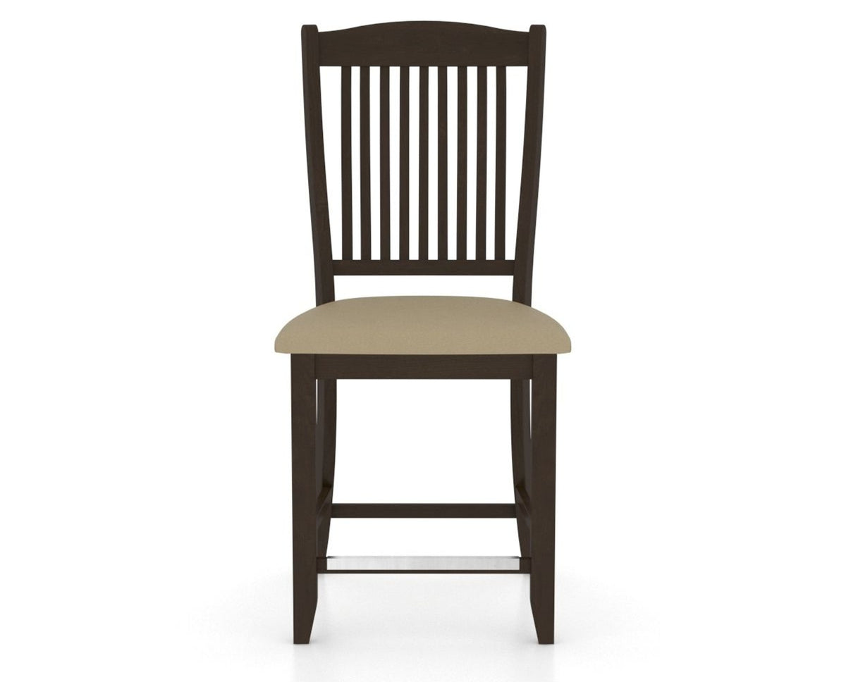 Canadel Upholstered Counter Stool 8232 in XY Faux Leather and 59 Davy's Grey and Fixed Base, front view