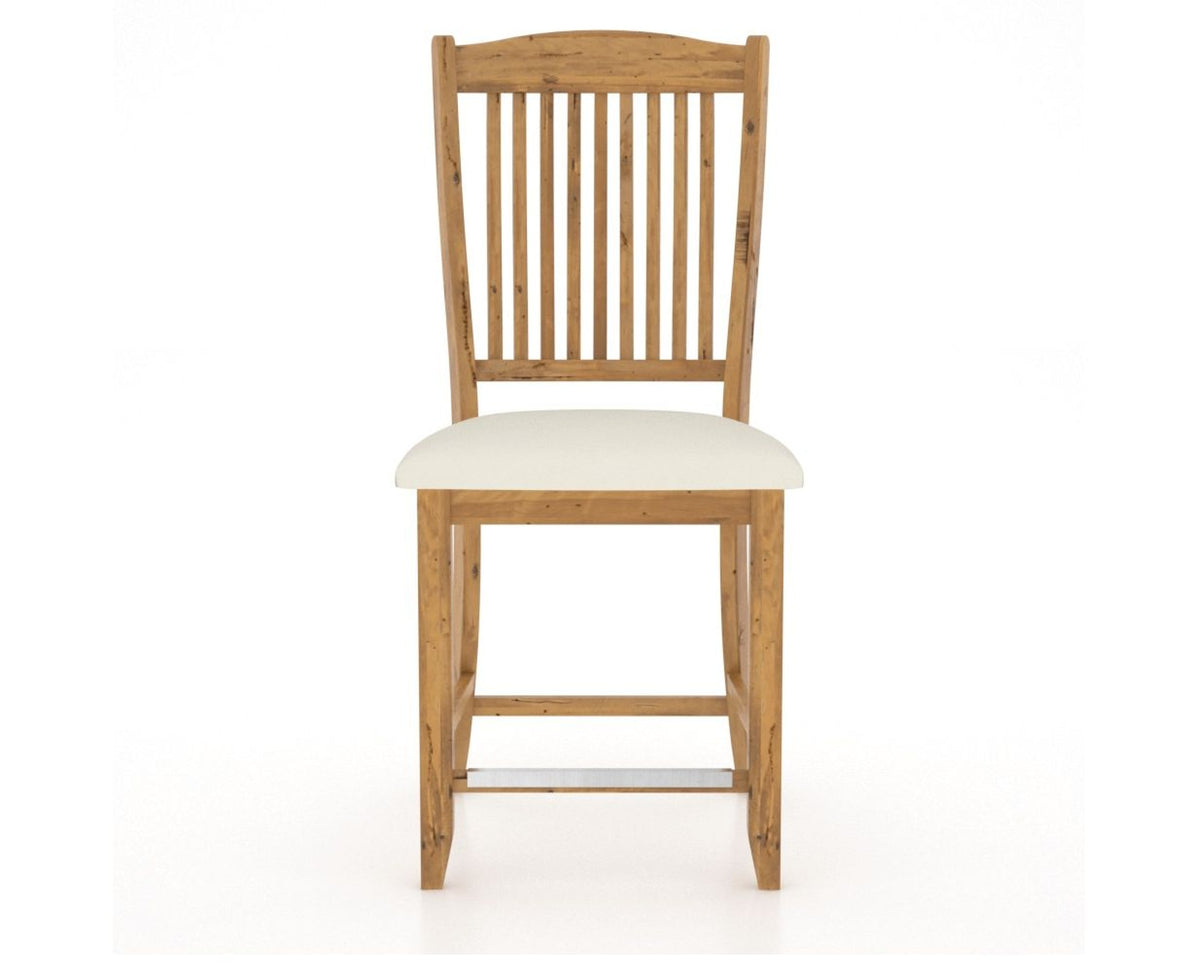 Canadel Champlain Upholstered Counter Stool 8232 in YJ Faux Leather and 01 Honey Washed and Fixed Base, front view