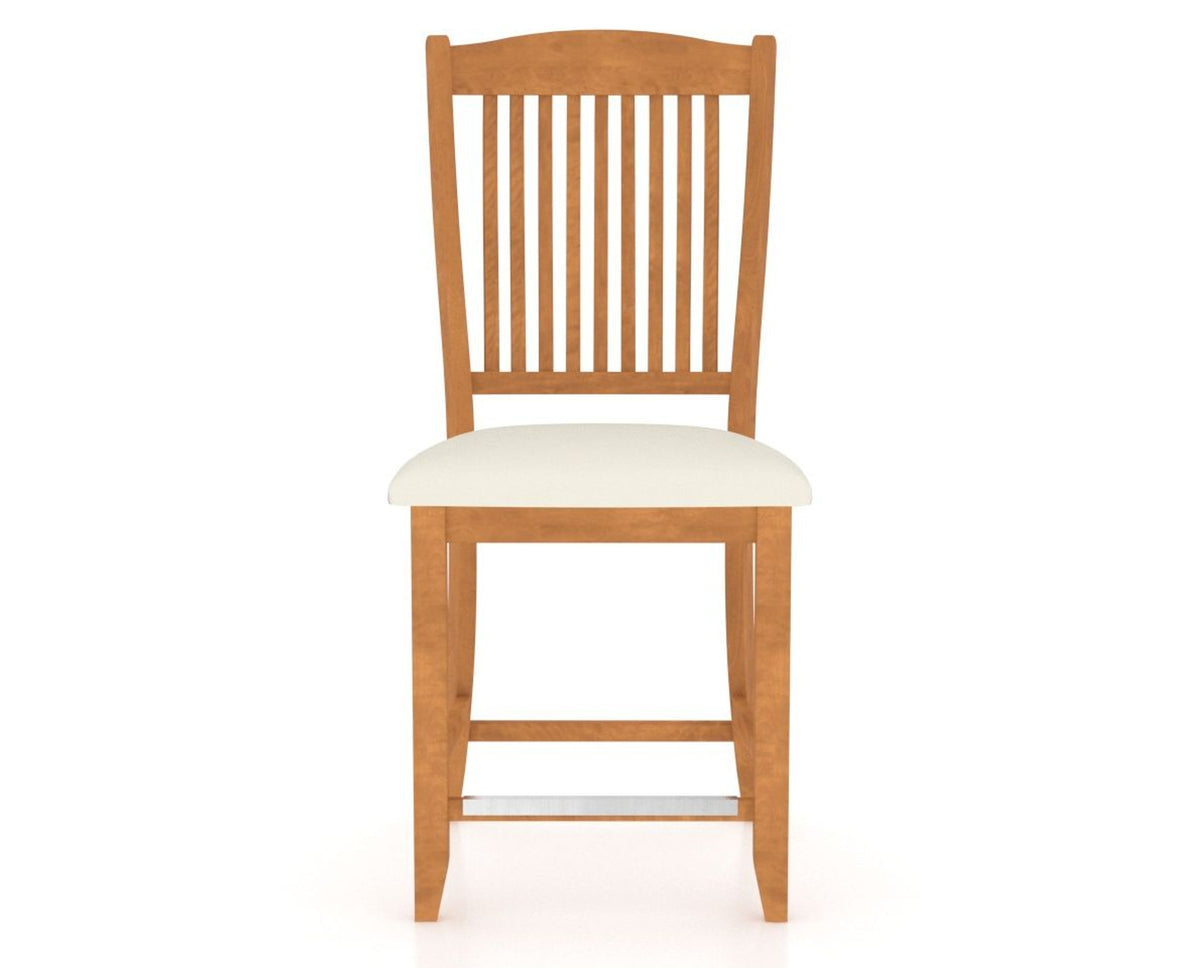 Canadel Upholstered Counter Stool 8232 in YJ Faux Leather and 01 Honey Washed and Fixed Base, front view