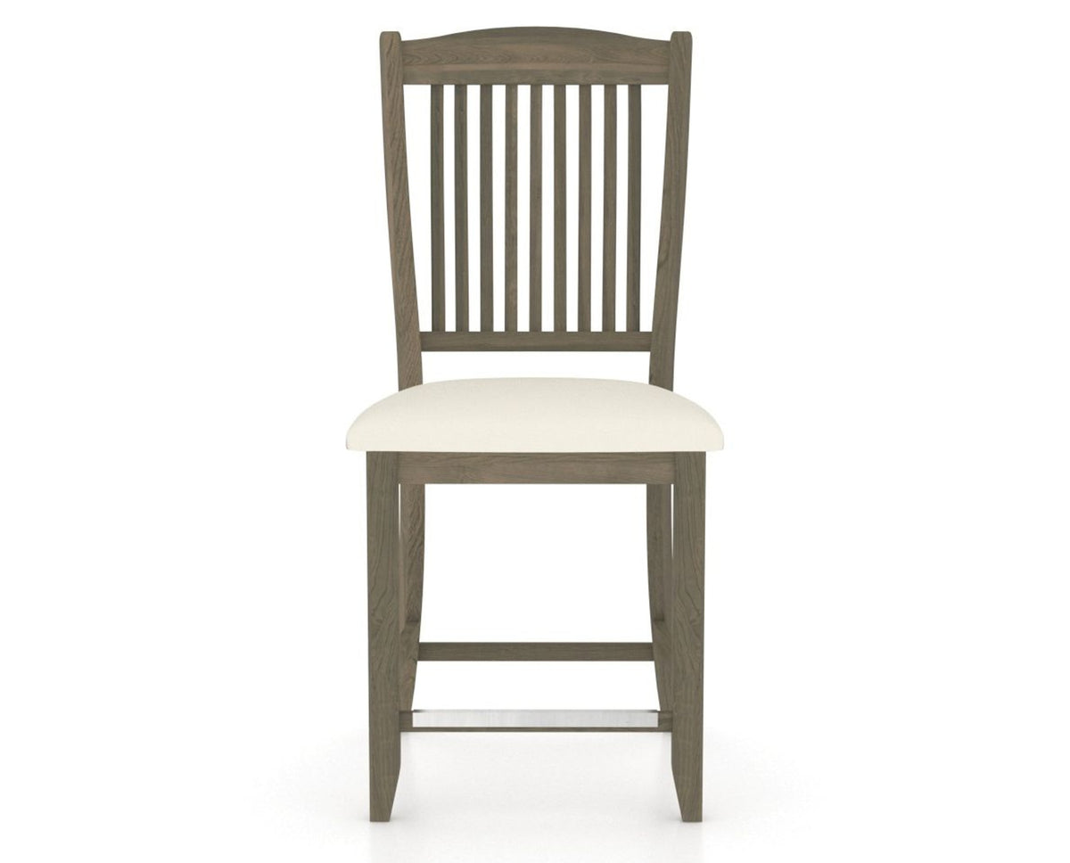 Canadel Upholstered Counter Stool 8232 in YJ Faux Leather and 08 Shadow and Fixed Base, front view