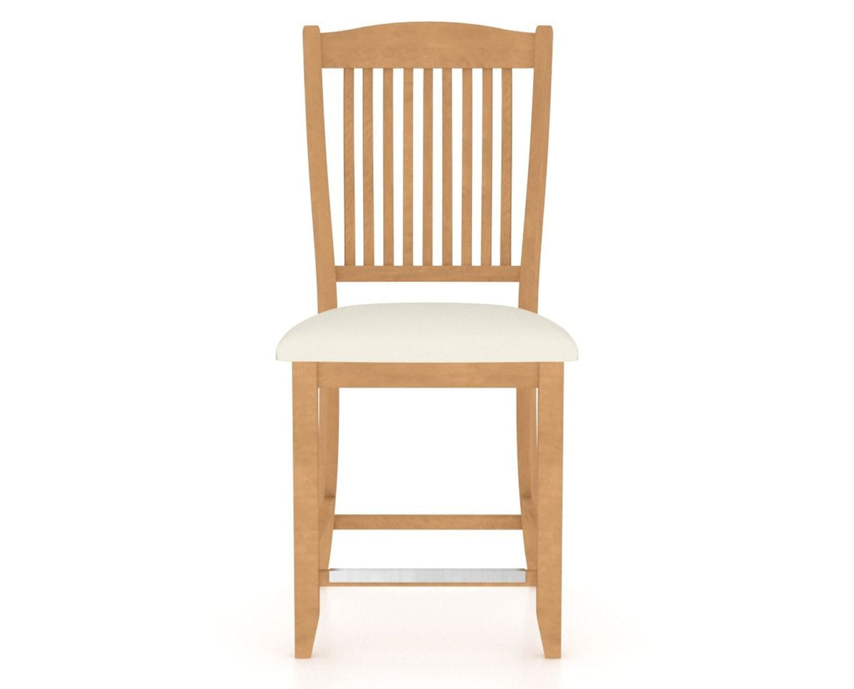 Canadel Upholstered Counter Stool 8232 in YJ Faux Leather and 20 Caramel Washed and Fixed Base, front view