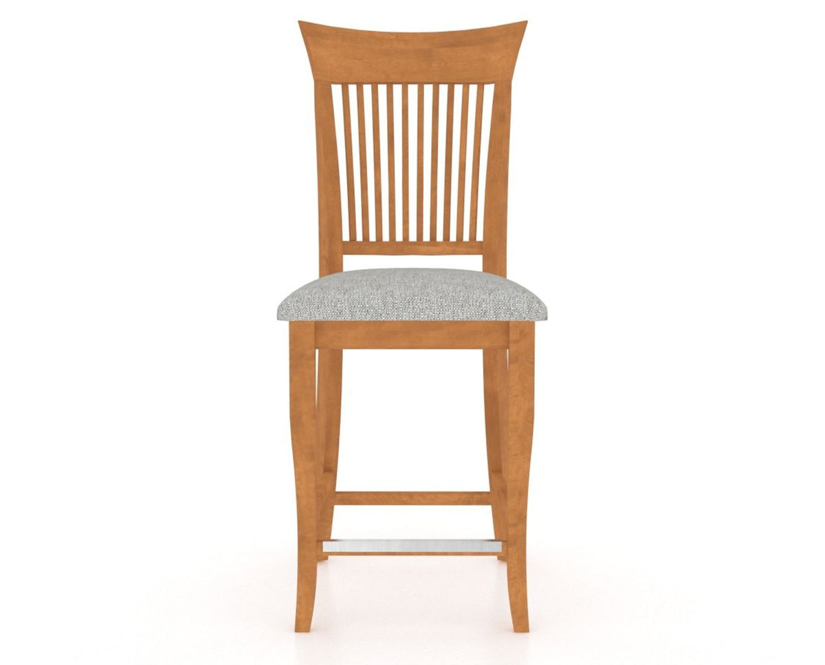 Canadel Upholstered Counter Stool 8270 in 7C Fabric and 01 Honey Washed and Fixed Base, front view