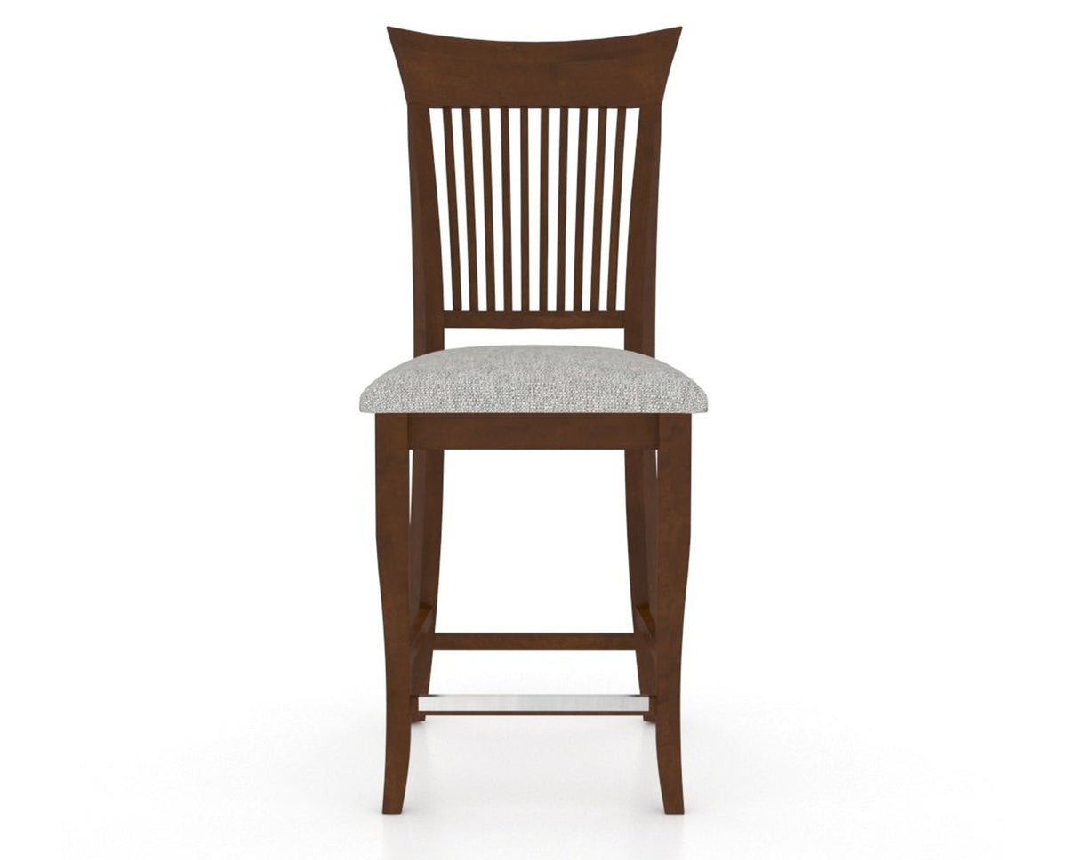 Canadel Upholstered Counter Stool 8270 in 7C Fabric and 19 Cognac Washed and Fixed Base, front view