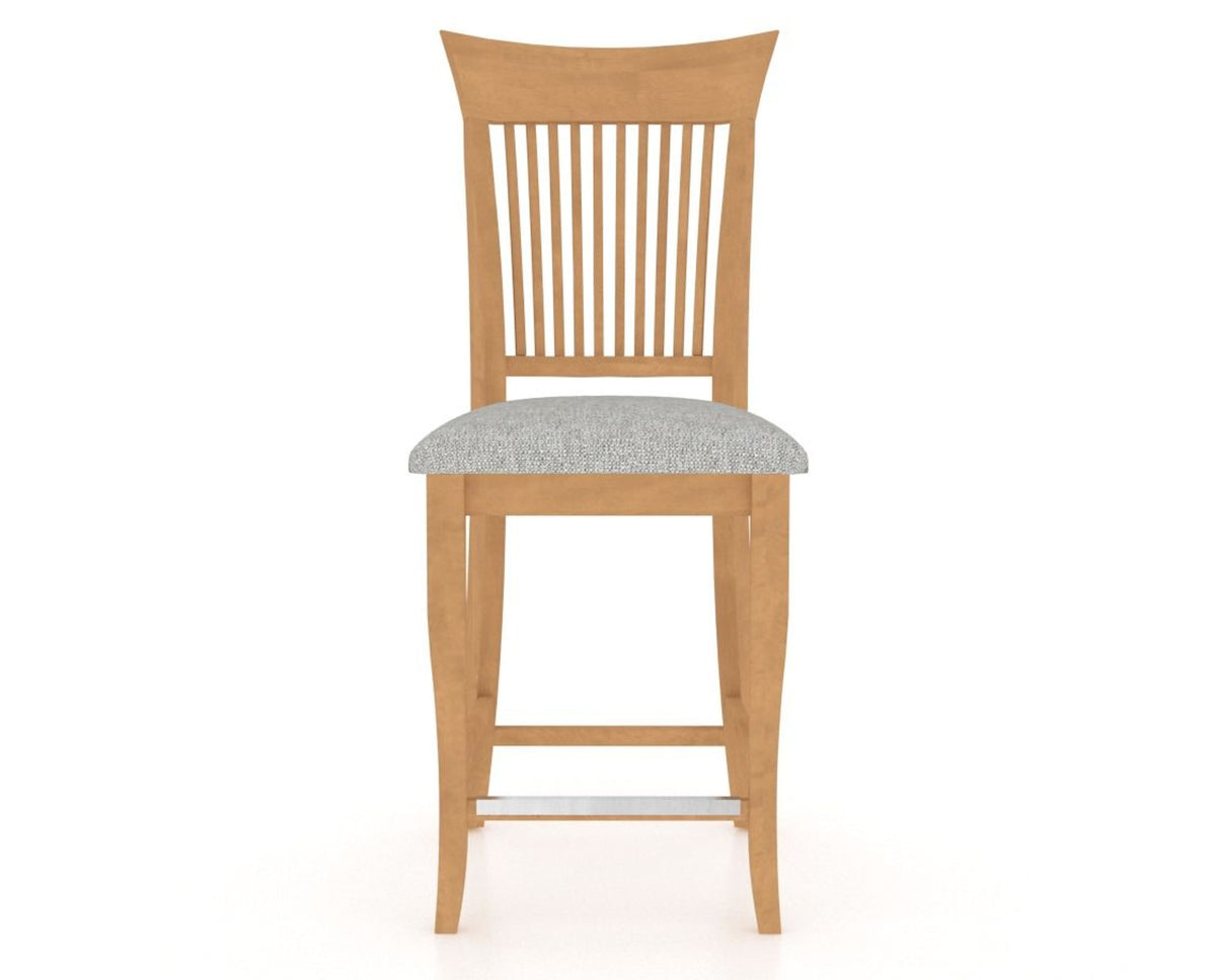 Canadel Upholstered Counter Stool 8270 in 7C Fabric and 20 Caramel Washed and Fixed Base, front view