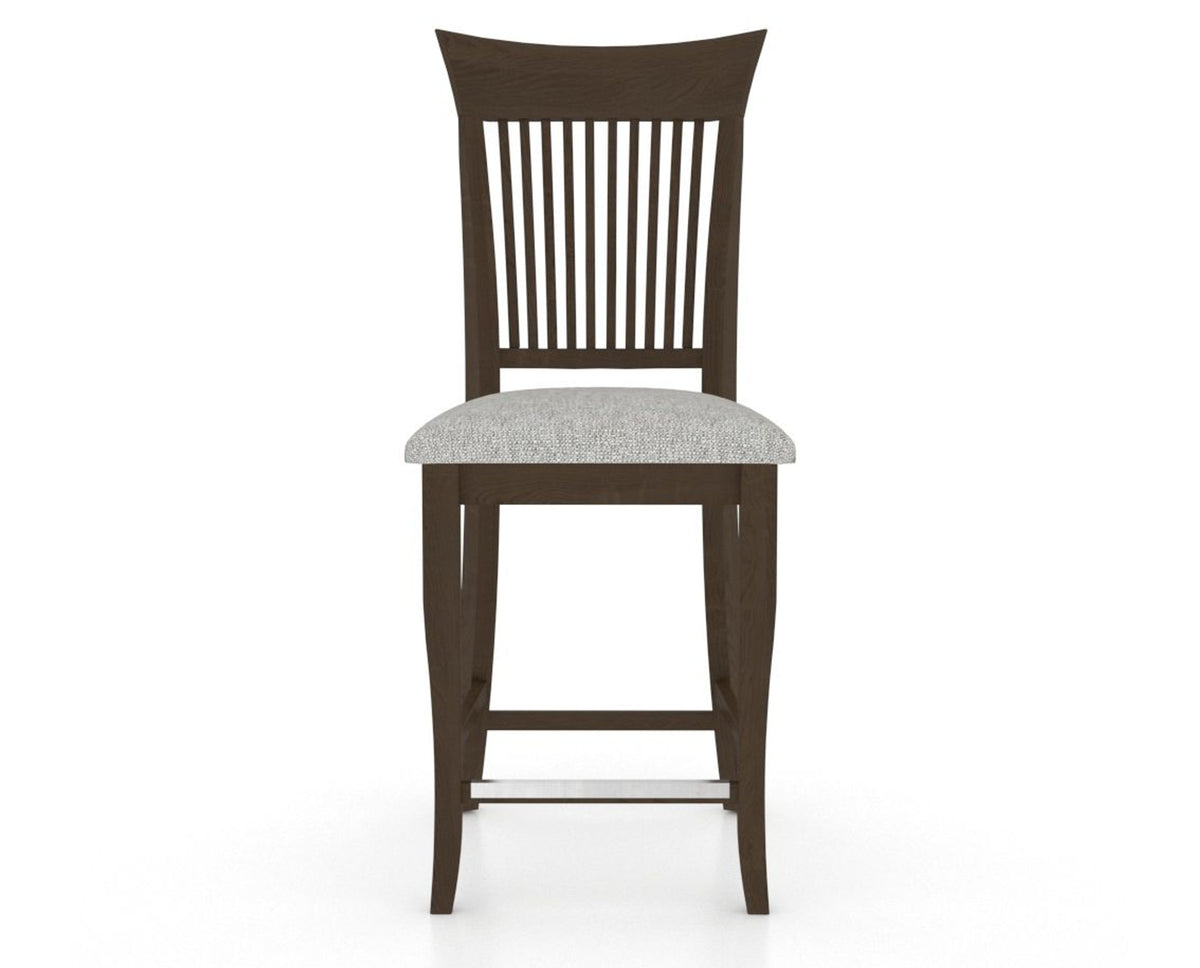 Canadel Upholstered Counter Stool 8270 in 7C Fabric and 29 Hazelnut Washed and Fixed Base, front view