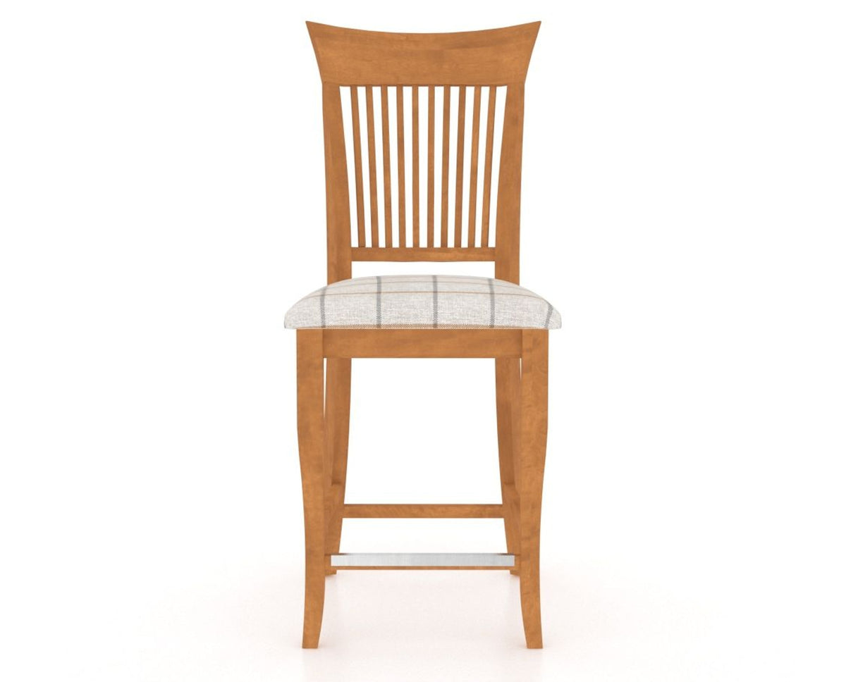 Canadel Upholstered Counter Stool 8270 in OZ Fabric and 01 Honey Washed and Fixed Base, front view