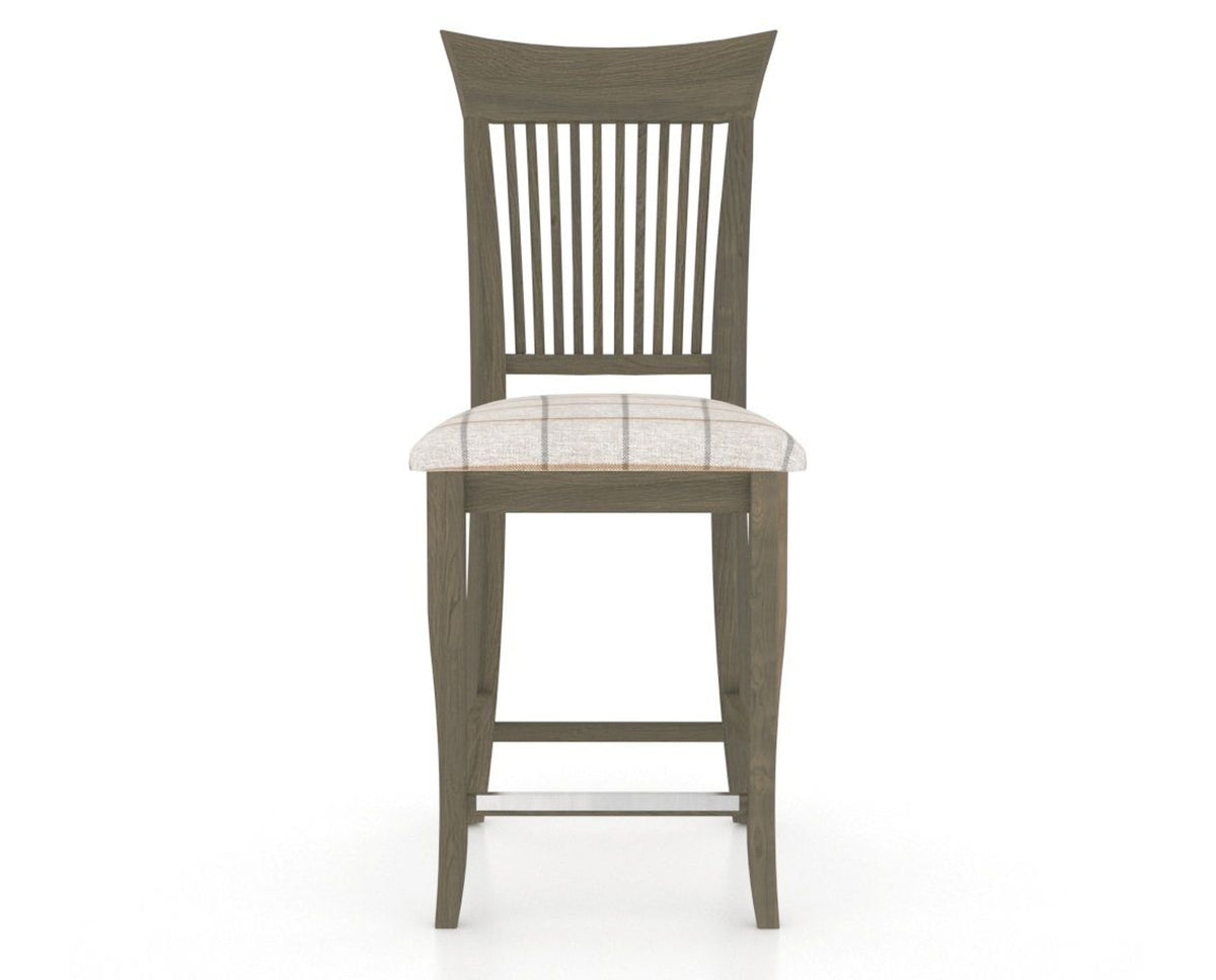 Canadel Upholstered Counter Stool 8270 in OZ Fabric and 08 Shadow and Fixed Base, front view