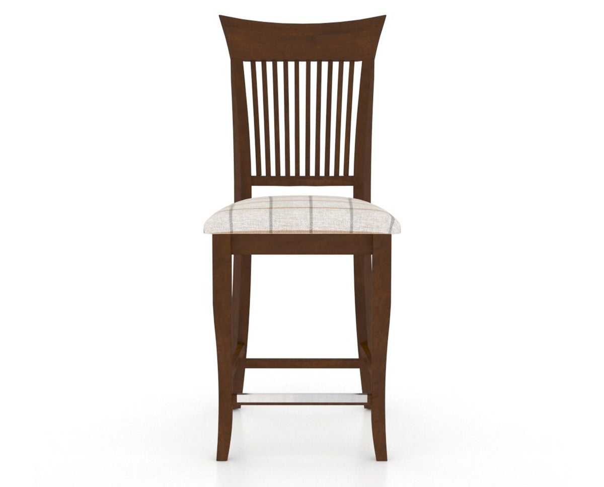 Canadel Upholstered Counter Stool 8270 in OZ Fabric and 19 Cognac Washed and Fixed Base, front view