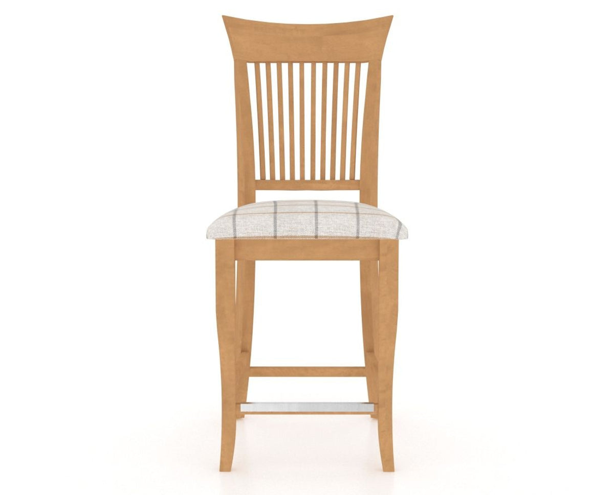 Canadel Upholstered Counter Stool 8270 in OZ Fabric and 20 Caramel Washed and Fixed Base, front view