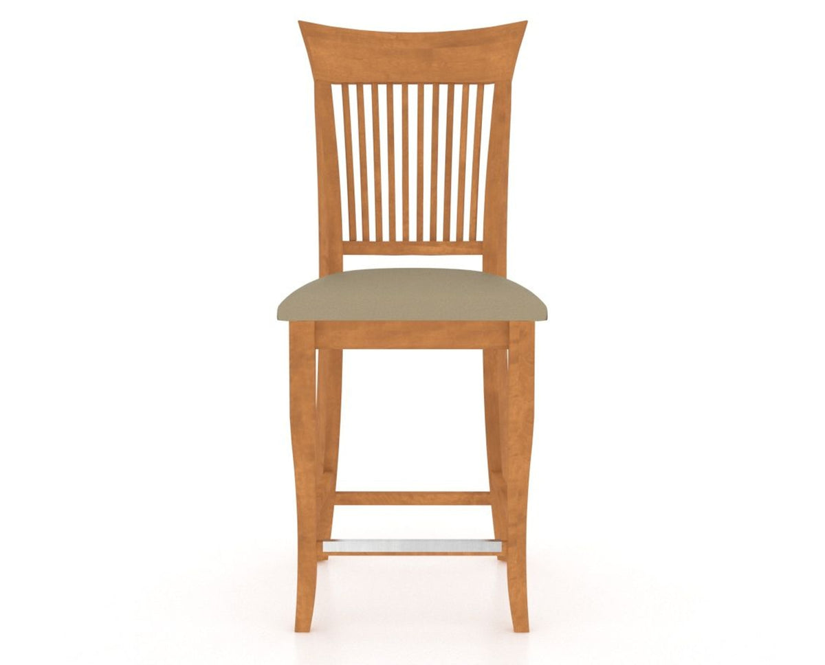 Canadel Upholstered Counter Stool 8270 in XY Faux Leather and 01 Honey Washed and Fixed Base, front view