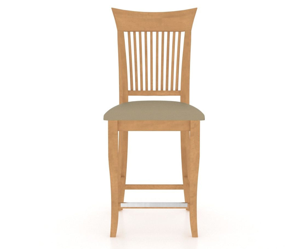 Canadel Upholstered Counter Stool 8270 in XY Faux Leather and 20 Caramel Washed and Fixed Base, front view