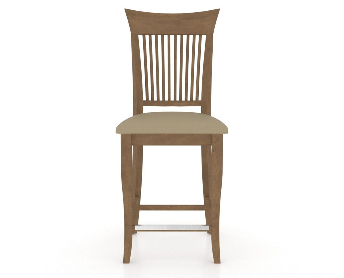 Canadel Upholstered Counter Stool 8270 in XY Faux Leather and 25 Pecan Washed and Fixed Base, front view