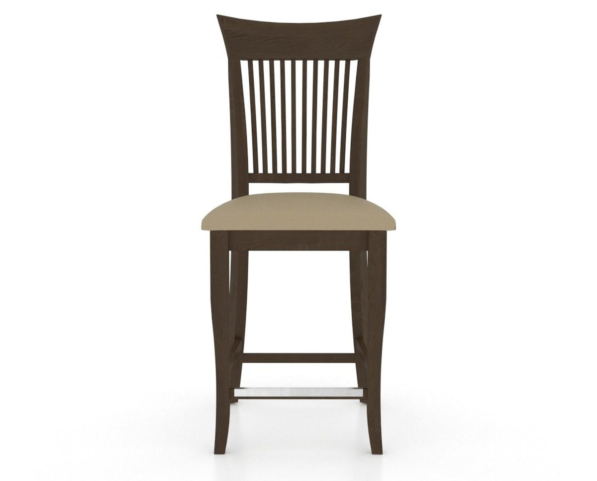 Canadel Upholstered Counter Stool 8270 in XY Faux Leather and 29 Hazelnut Washed and Fixed Base, front view