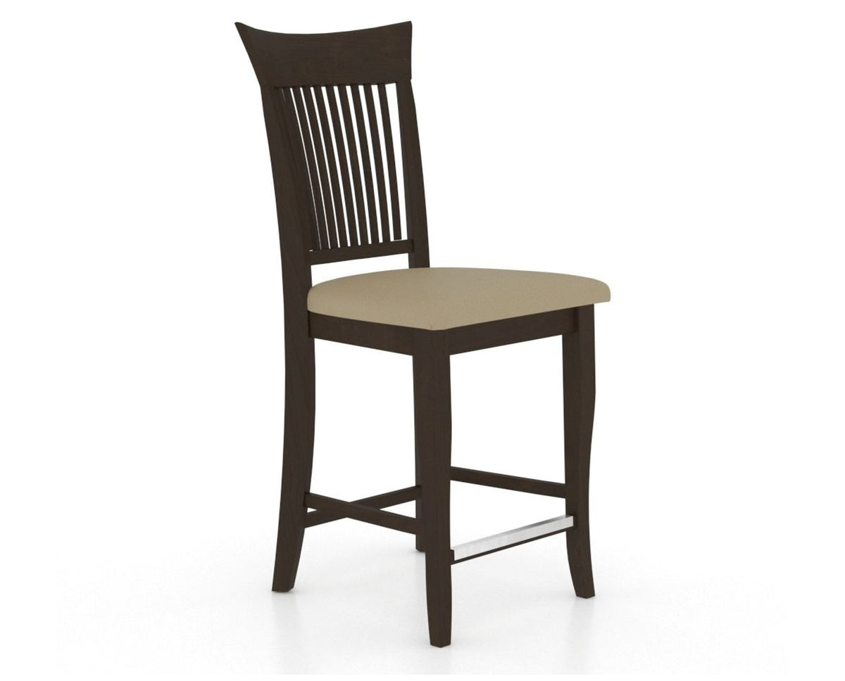 Canadel Upholstered Counter Stool 8270 in XY Faux Leather and 59 Davy's Grey and Fixed Base, three-quarter view