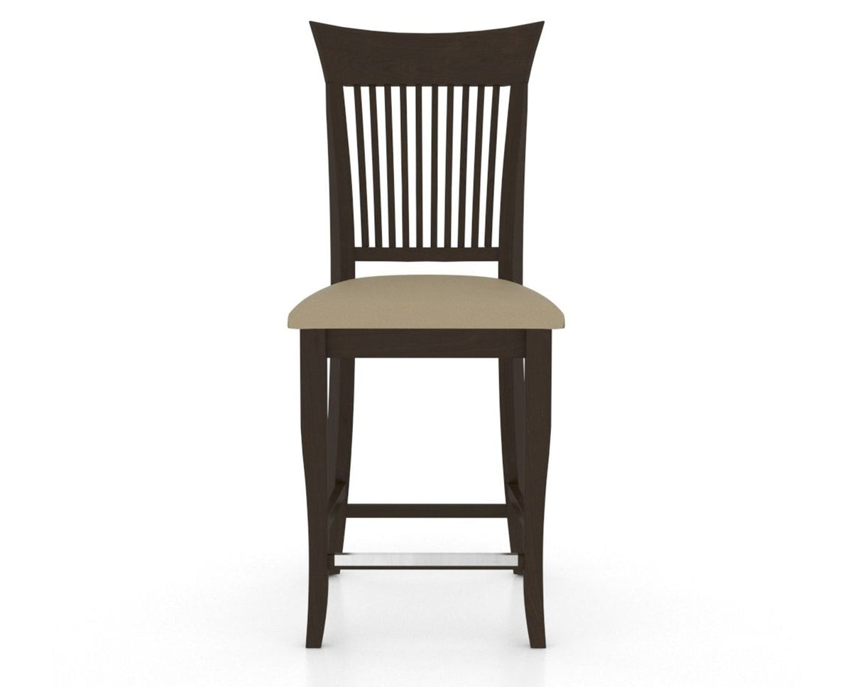 Canadel Upholstered Counter Stool 8270 in XY Faux Leather and 59 Davy's Grey and Fixed Base, front view