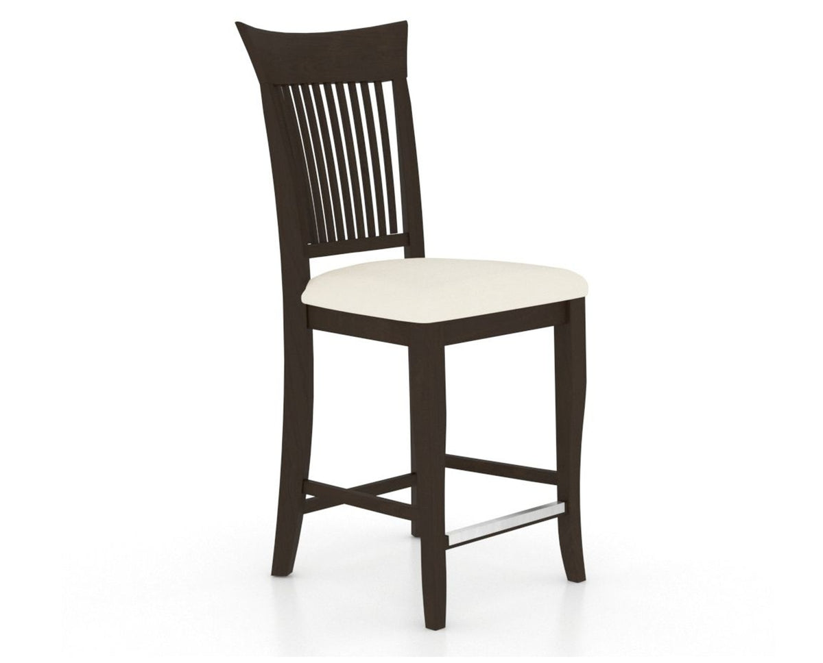 Canadel Upholstered Counter Stool 8270 in YJ Faux Leather and 59 Davy's Grey and Fixed Base, three-quarter view