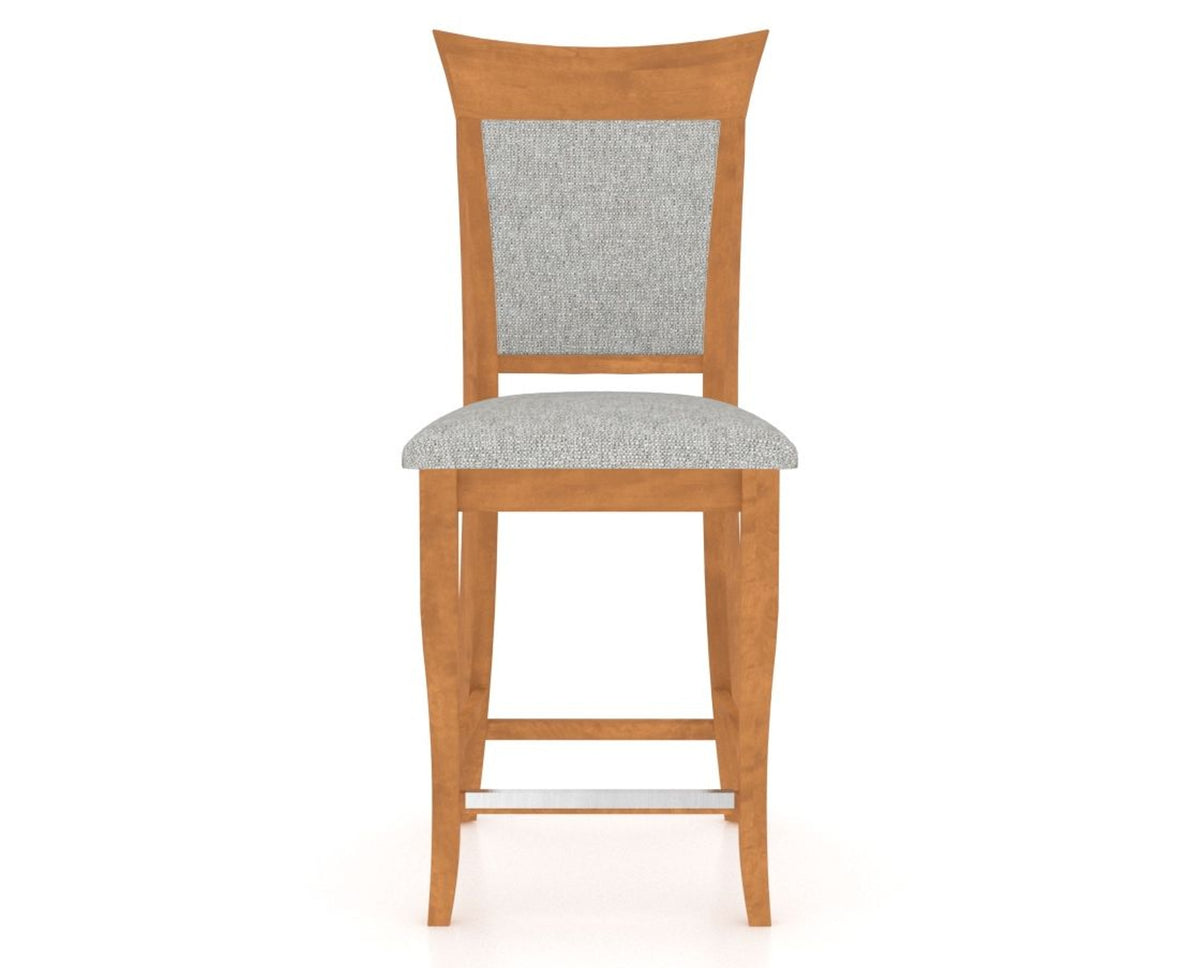 Canadel Upholstered Counter Stool 8274 in 7C Fabric and 01 Honey Washed and Fixed Base, front view
