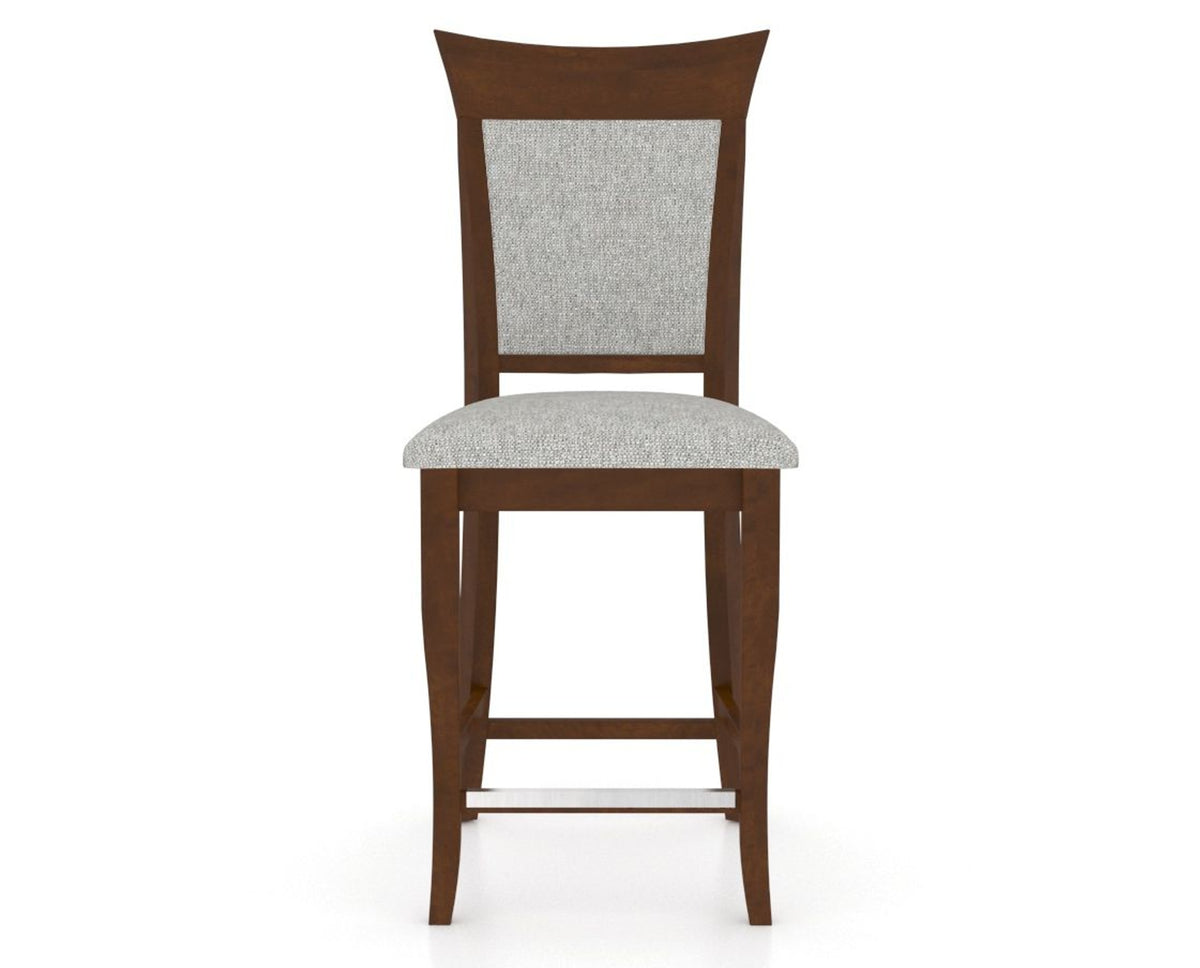 Canadel Upholstered Counter Stool 8274 in 7C Fabric and 19 Cognac Washed and Fixed Base, front view