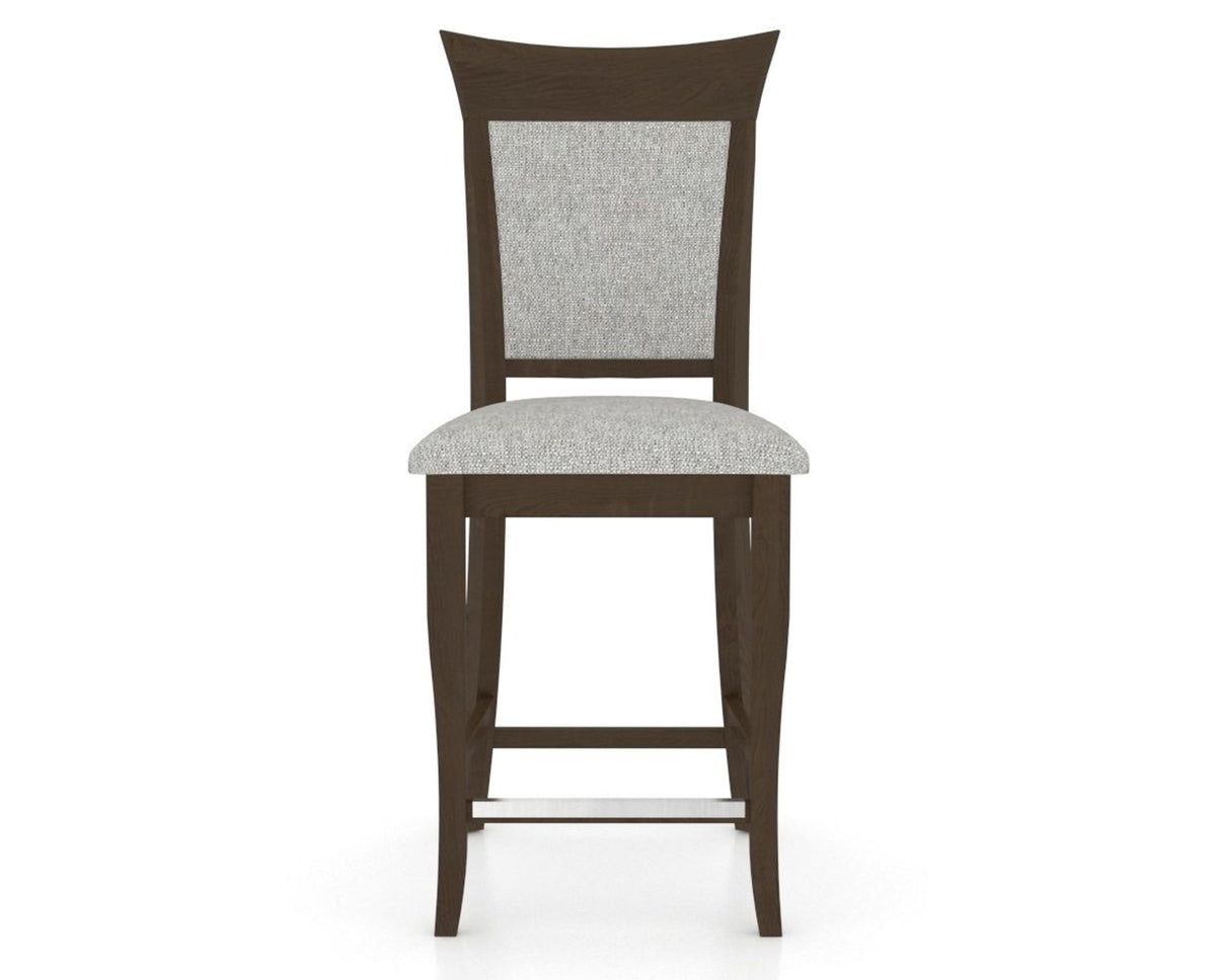 Canadel Upholstered Counter Stool 8274 in 7C Fabric and 29 Hazelnut Washed and Fixed Base, front view
