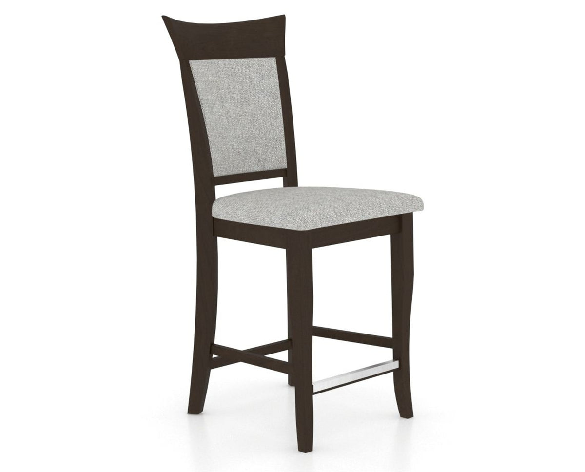 Canadel Upholstered Counter Stool 8274 in 7C Fabric and 59 Davy's Grey and Fixed Base, three-quarter view