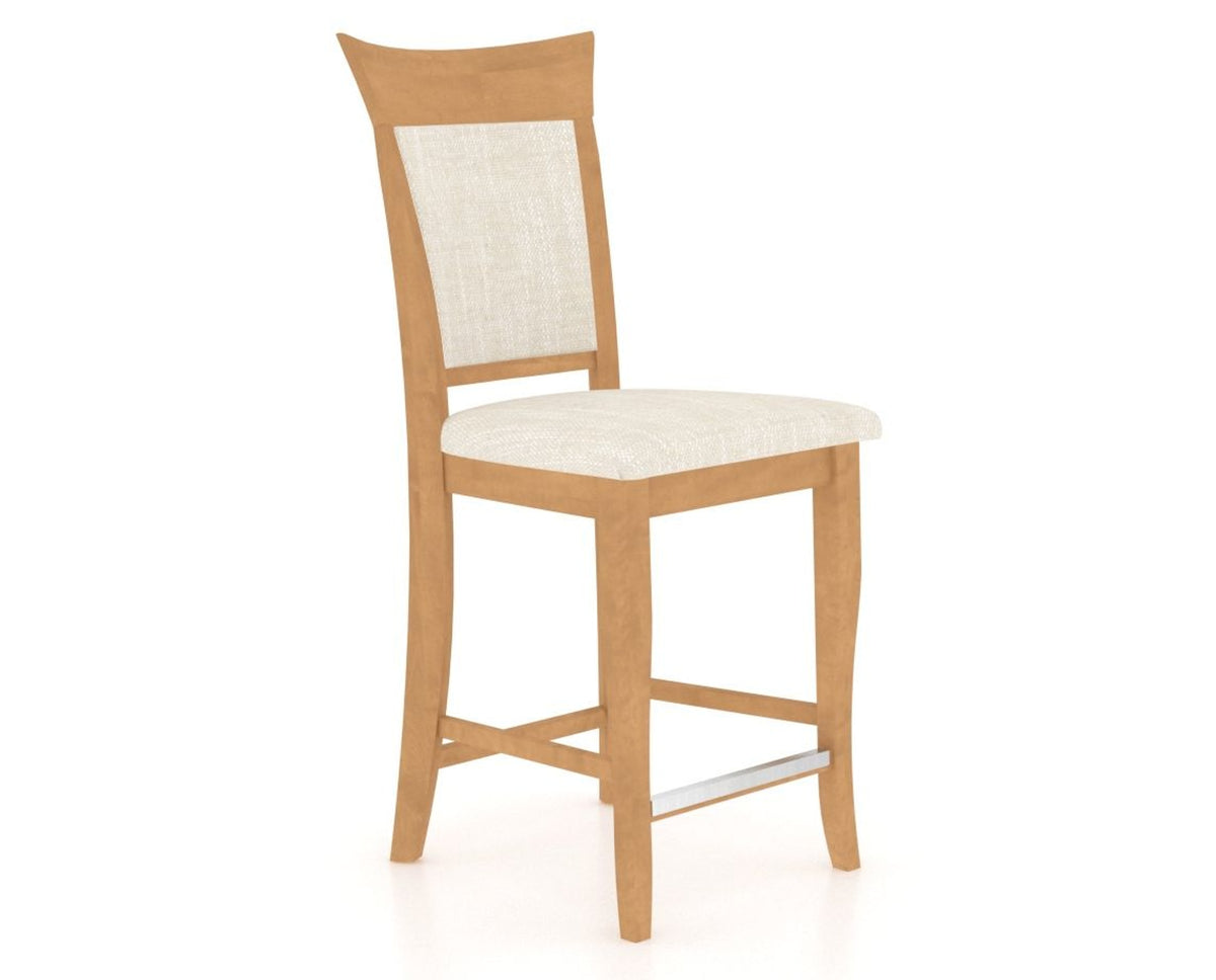 Canadel Upholstered Counter Stool 8274 in FT InsideOut® and 20 Caramel Washed and Fixed Base, three-quarter view