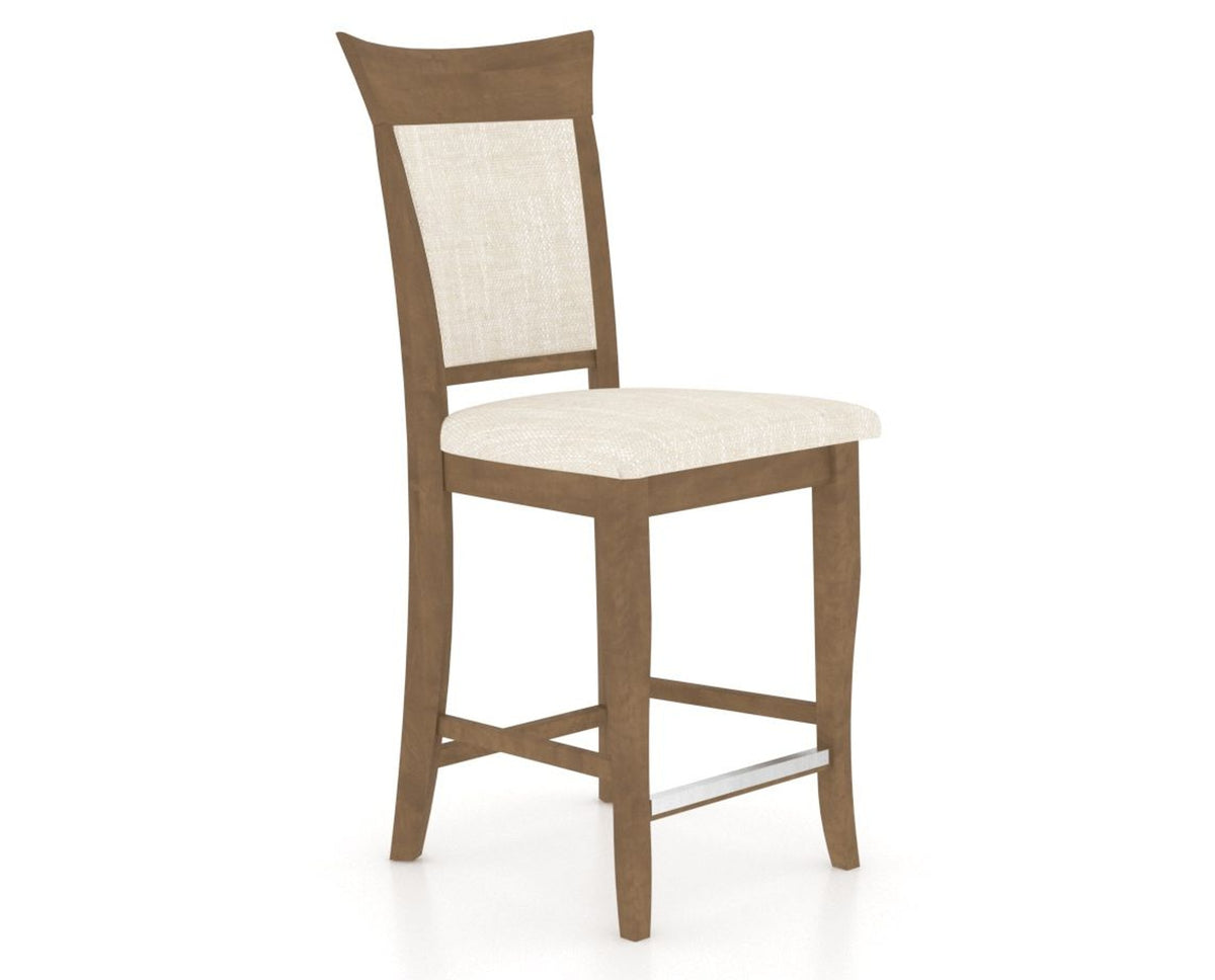 Canadel Upholstered Counter Stool 8274 in FT InsideOut® and 25 Pecan Washed and Fixed Base, three-quarter view