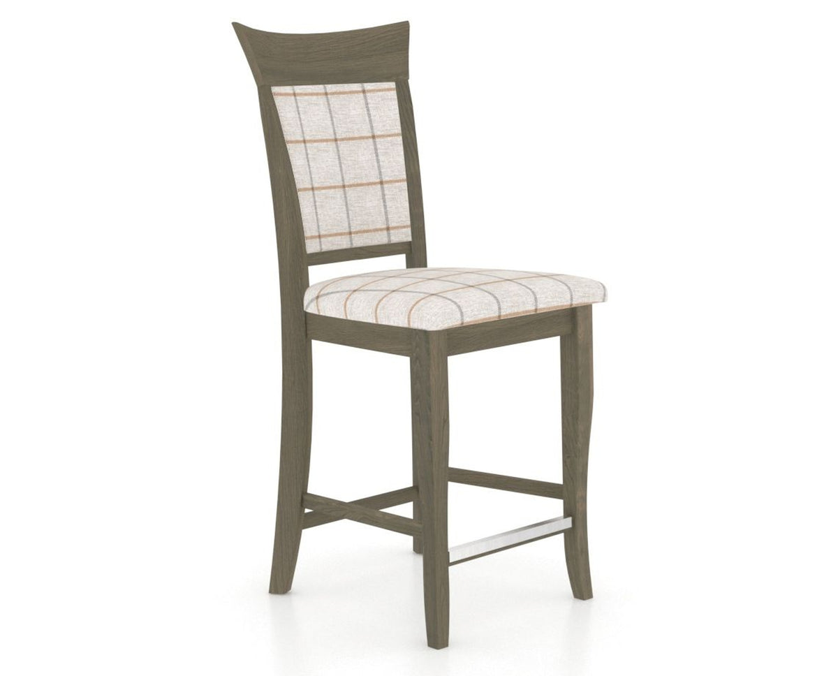 Canadel Upholstered Counter Stool 8274 in OZ Fabric and 08 Shadow and Fixed Base, three-quarter view