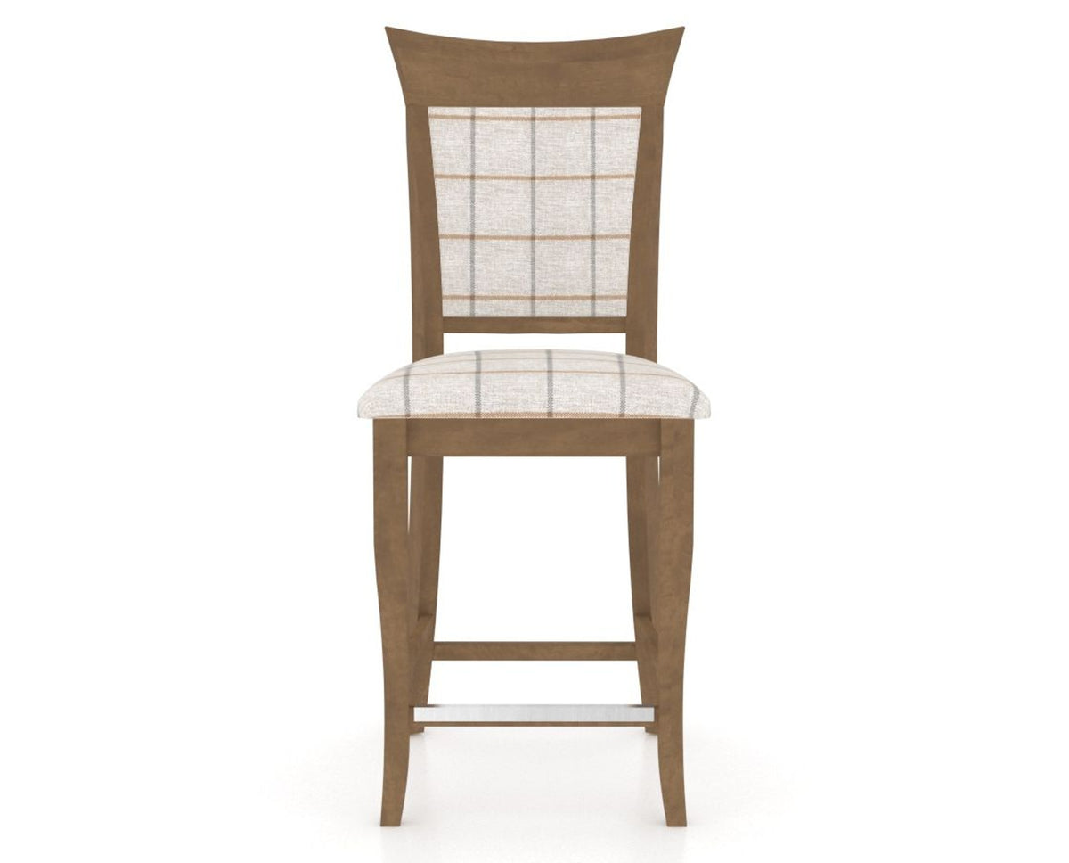 Canadel Upholstered Counter Stool 8274 in OZ Fabric and 25 Pecan Washed and Fixed Base, front view
