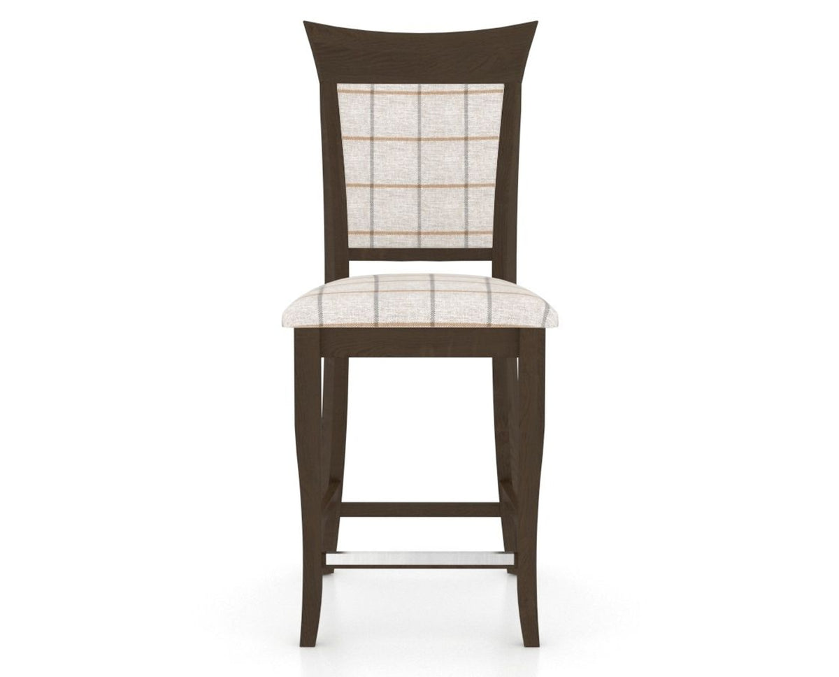 Canadel Upholstered Counter Stool 8274 in OZ Fabric and 29 Hazelnut Washed and Fixed Base, front view