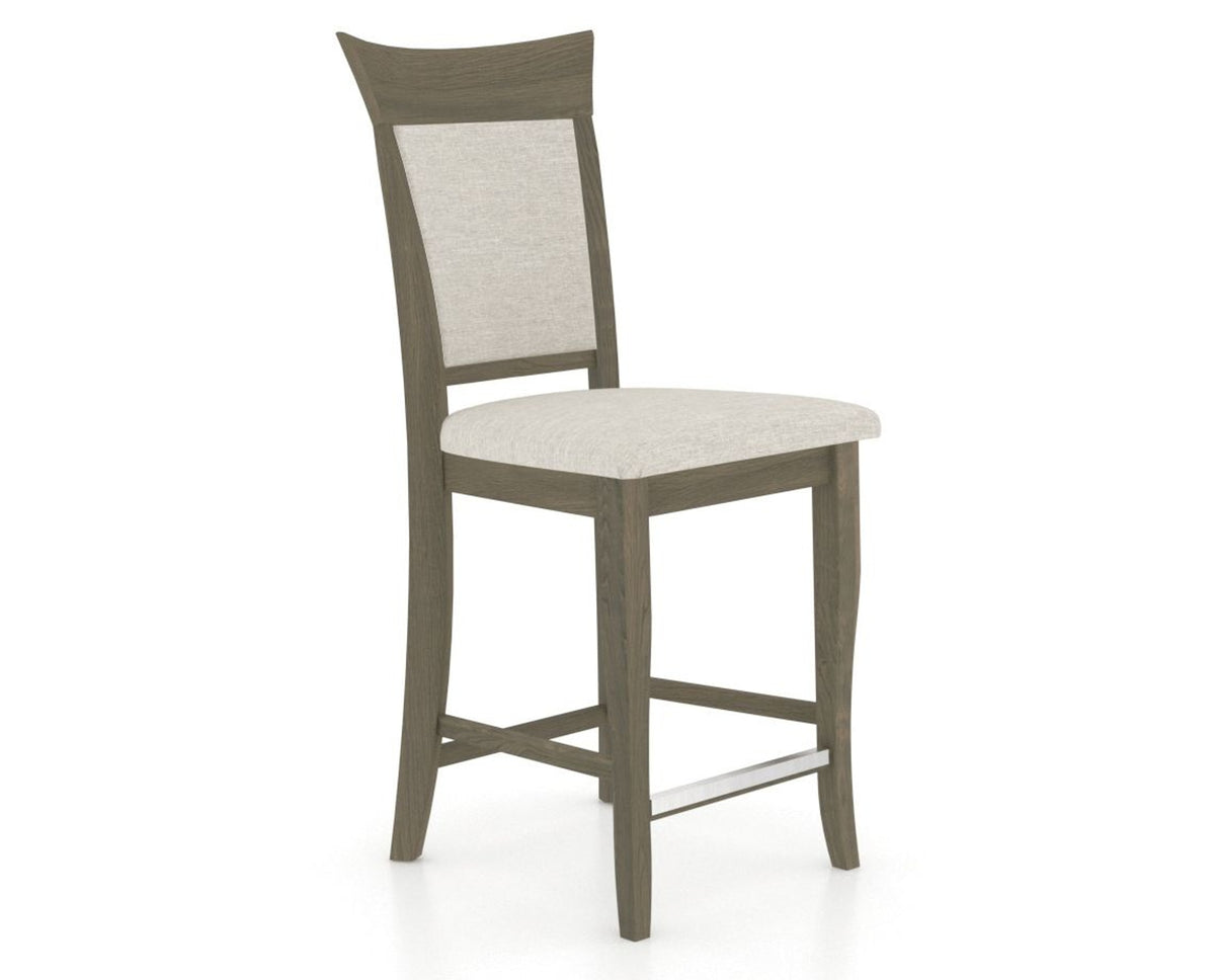Canadel Upholstered Counter Stool 8274 in TB Fabric and 08 Shadow and Fixed Base, three-quarter view