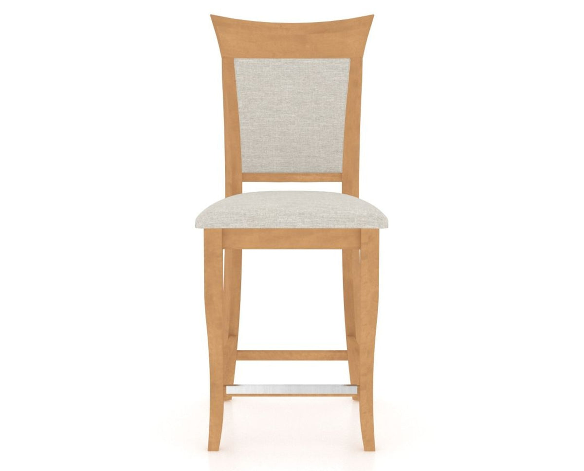 Canadel Upholstered Counter Stool 8274 in TB Fabric and 20 Caramel Washed and Fixed Base, front view