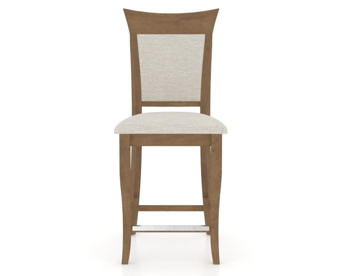 Canadel Upholstered Counter Stool 8274 in TB Fabric and 25 Pecan Washed and Fixed Base, front view