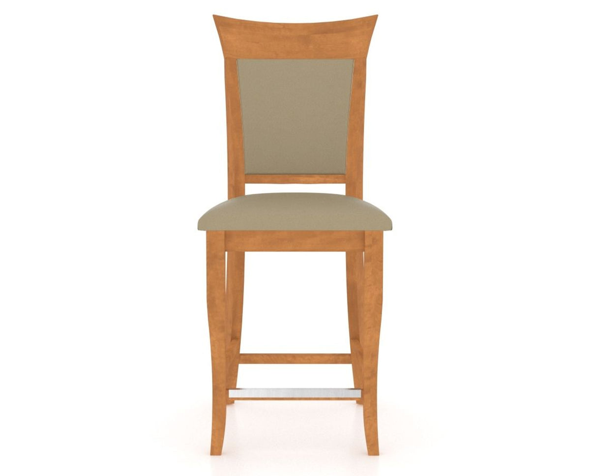 Canadel Upholstered Counter Stool 8274 in XY Faux Leather and 01 Honey Washed and Fixed Base, front view