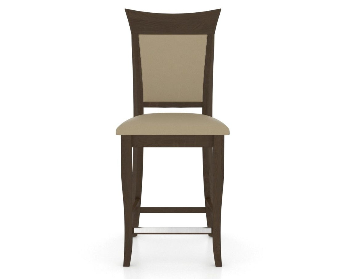 Canadel Upholstered Counter Stool 8274 in XY Faux Leather and 29 Hazelnut Washed and Fixed Base, front view