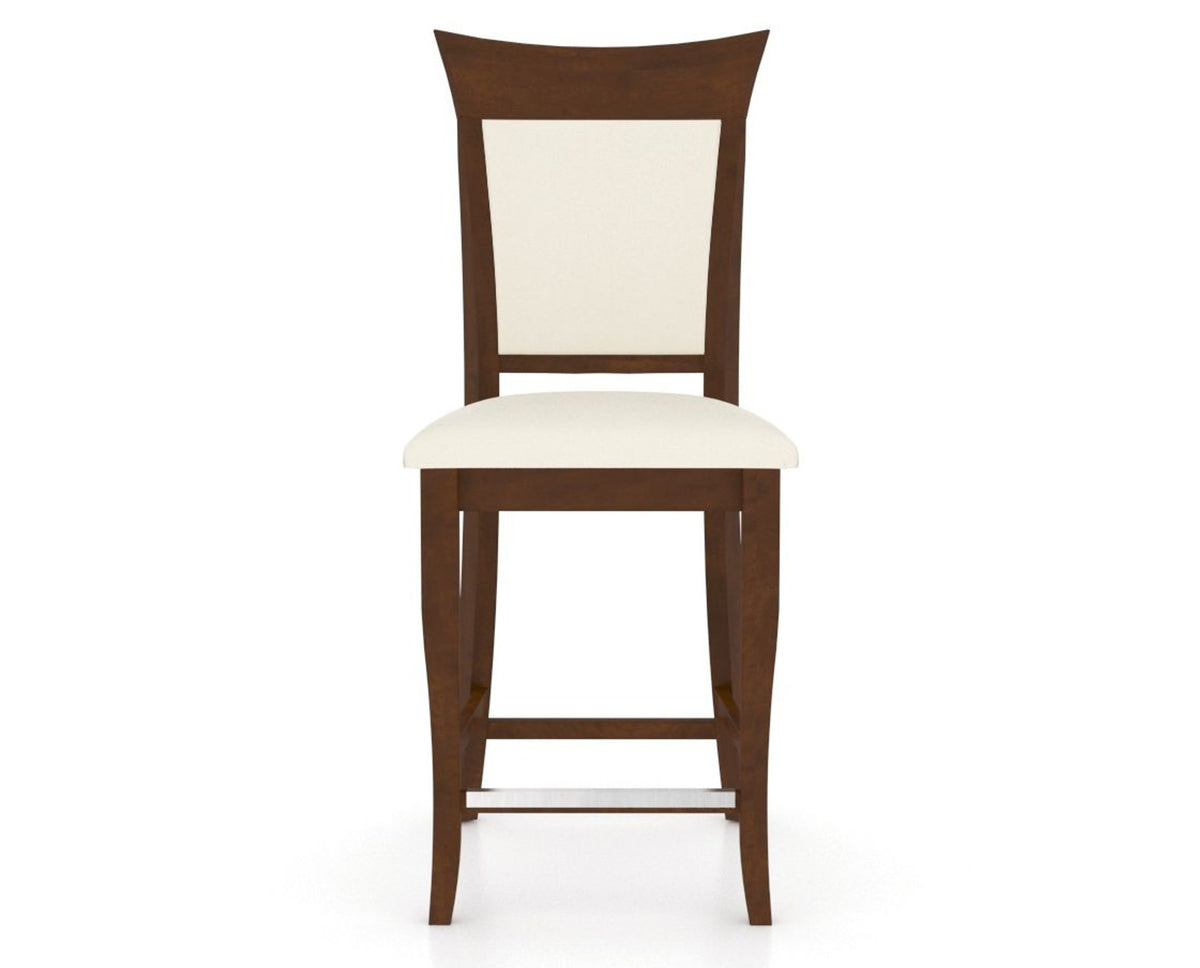 Canadel Upholstered Counter Stool 8274 in YJ Faux Leather and 19 Cognac Washed and Fixed Base, front view