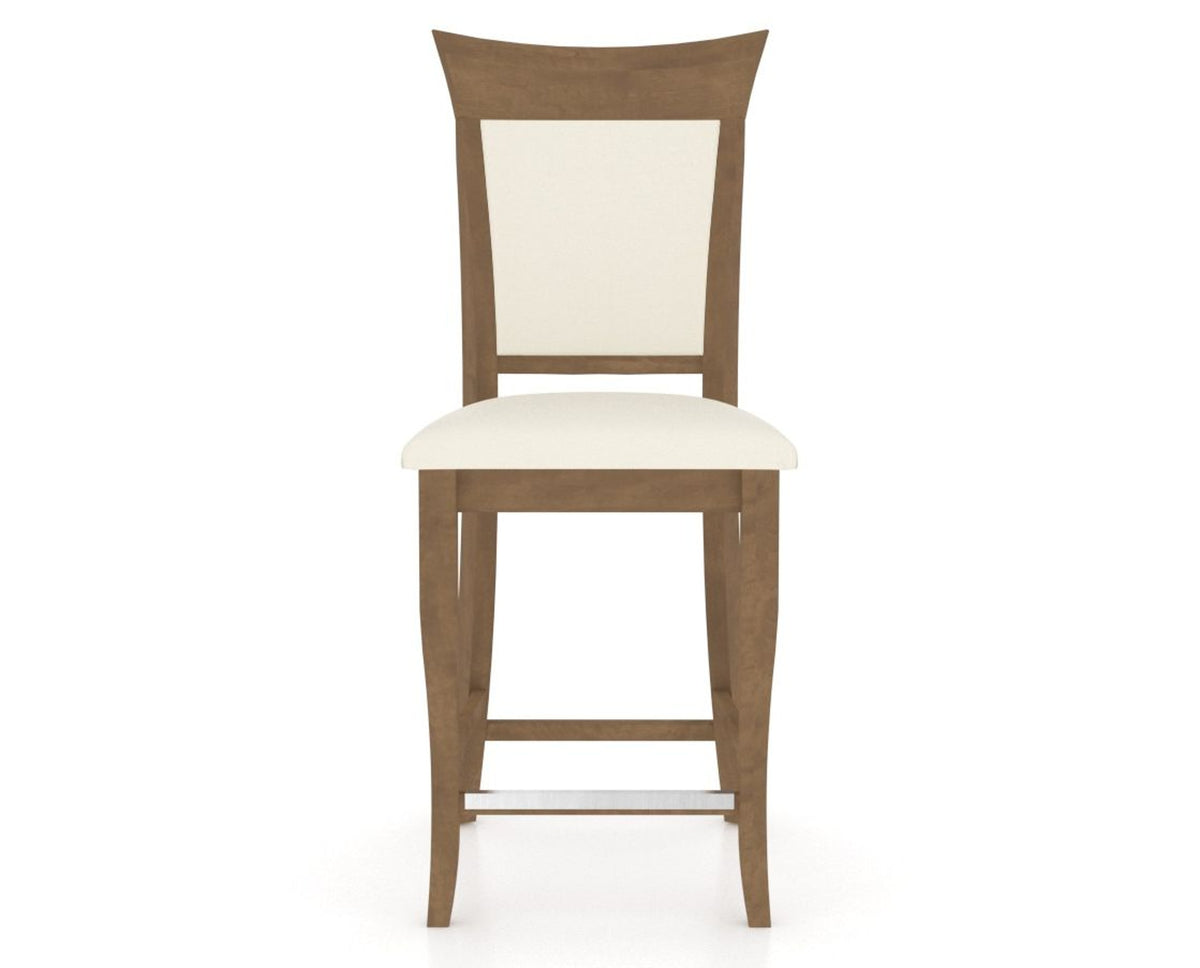 Canadel Upholstered Counter Stool 8274 in YJ Faux Leather and 25 Pecan Washed and Fixed Base, front view
