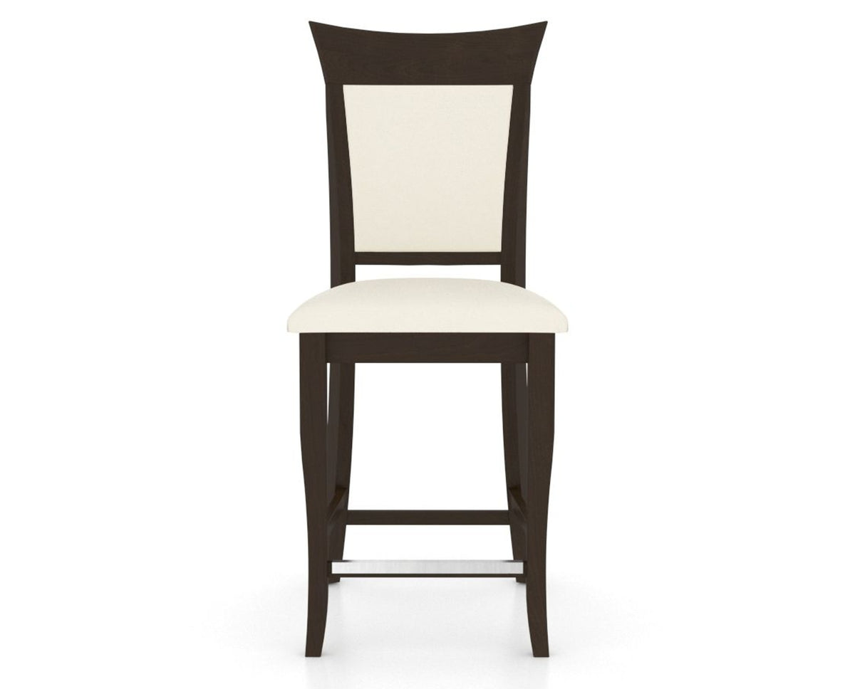 Canadel Upholstered Counter Stool 8274 in YJ Faux Leather and 59 Davy's Grey and Fixed Base, front view
