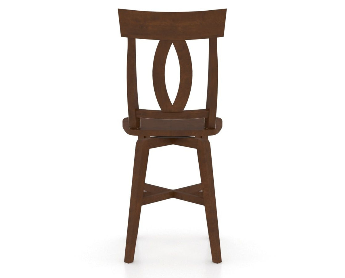 Canadel Swivel Counter Stool 7100 in Wood Seat and 19 Cognac Washed, back view