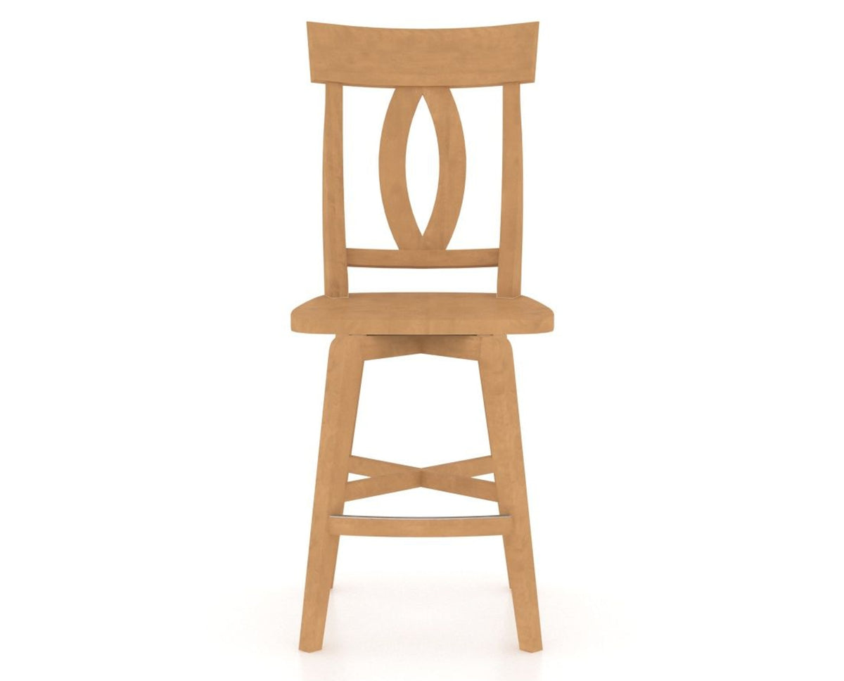 Canadel Swivel Counter Stool 7100 in Wood Seat and 20 Caramel Washed, front view