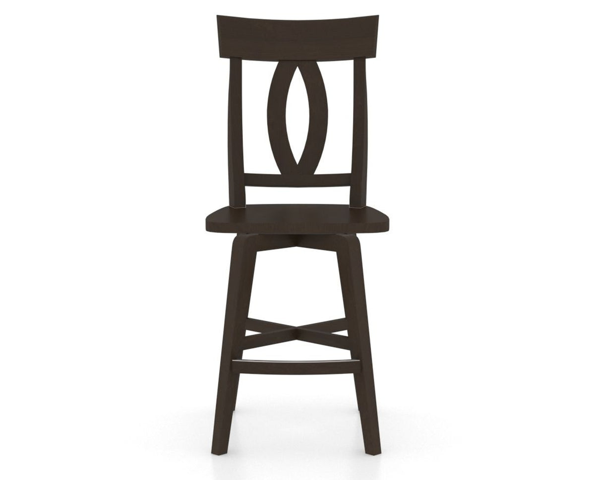 Canadel Swivel Counter Stool 7100 in Wood Seat and 59 Davy's Grey, front view