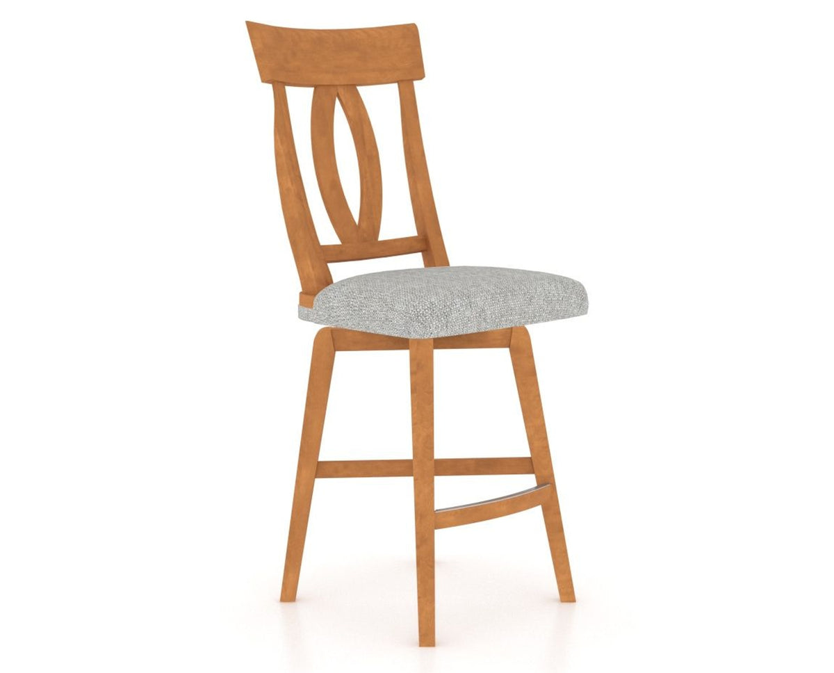 Canadel Swivel Counter Stool 7100 in 7C Fabric and 01 Honey Washed, three-quarter view