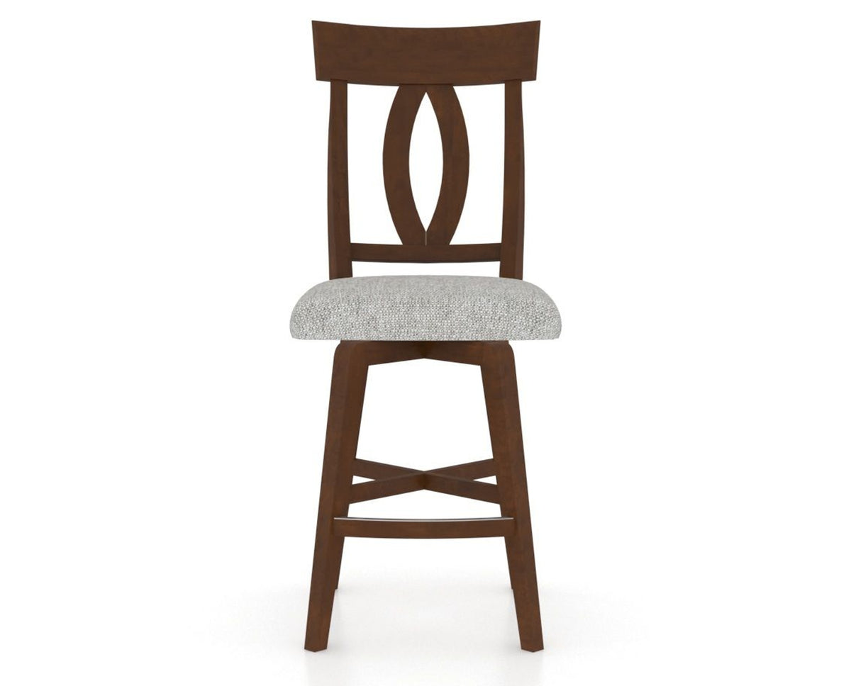 Canadel Swivel Counter Stool 7100 in 7C Fabric and 19 Cognac Washed, front view