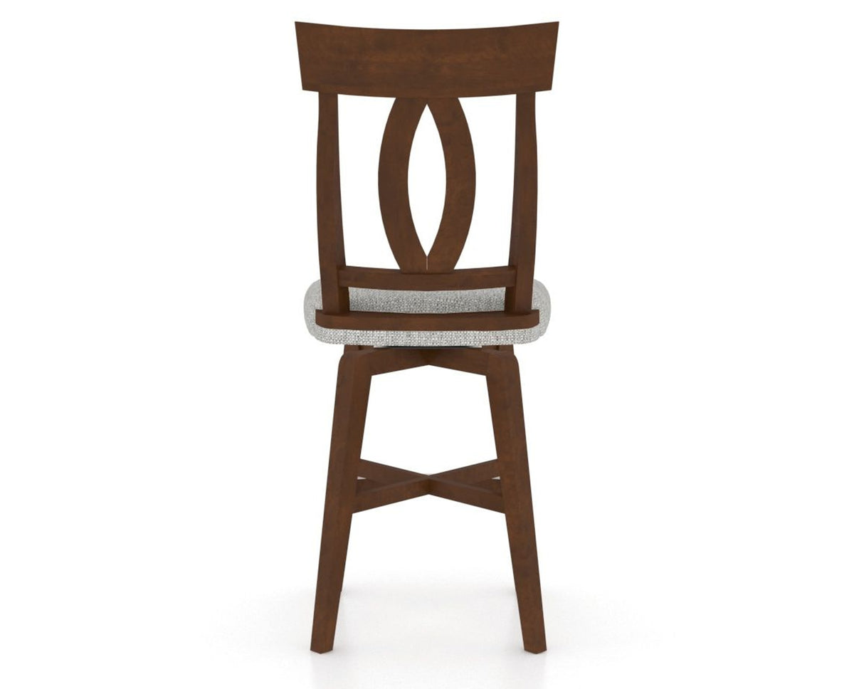 Canadel Swivel Counter Stool 7100 in 7C Fabric and 19 Cognac Washed, back view