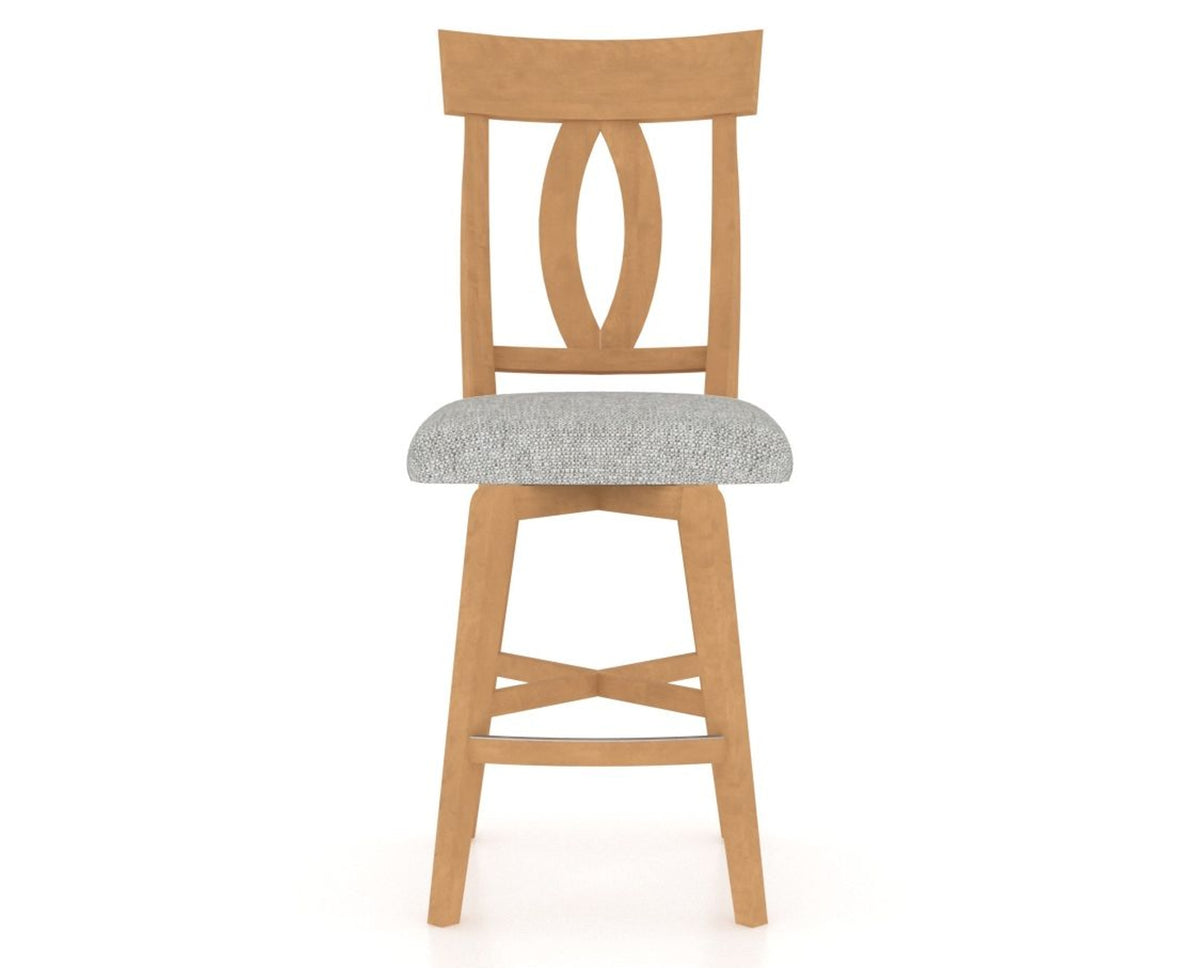 Canadel Swivel Counter Stool 7100 in 7C Fabric and 20 Caramel Washed, front view