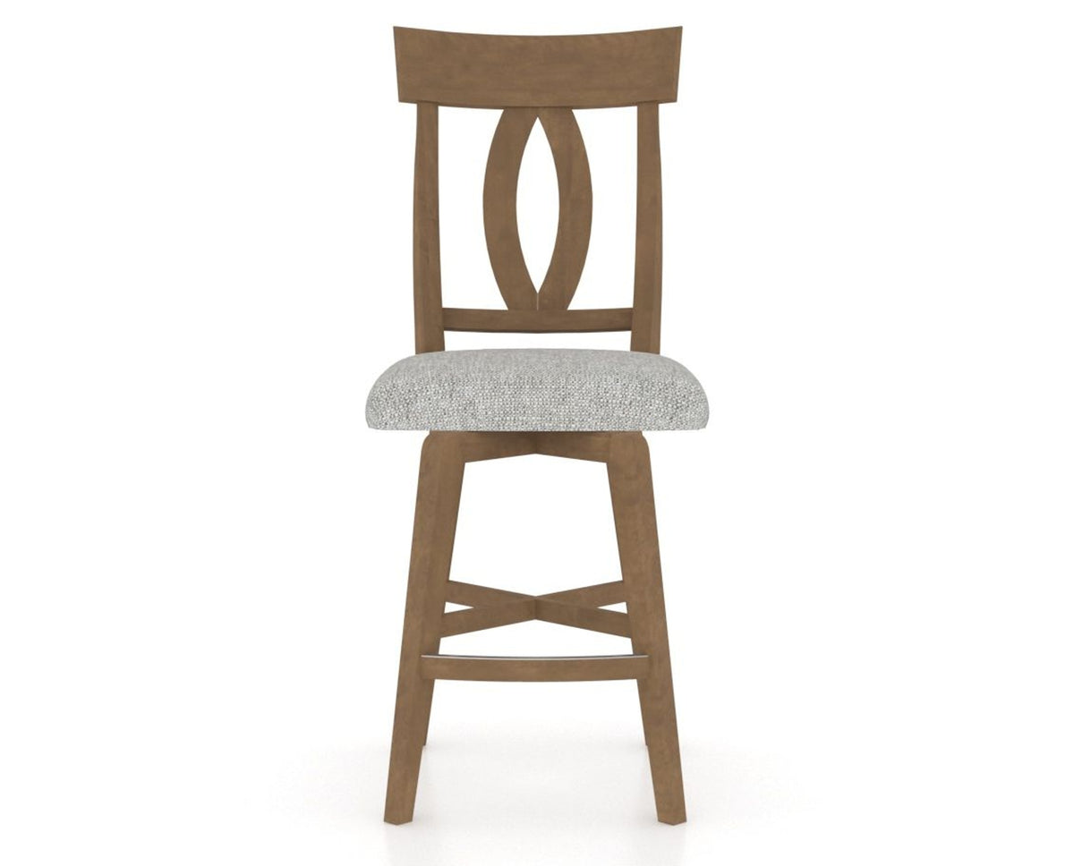 Canadel Swivel Counter Stool 7100 in 7C Fabric and 25 Pecan Washed, front view