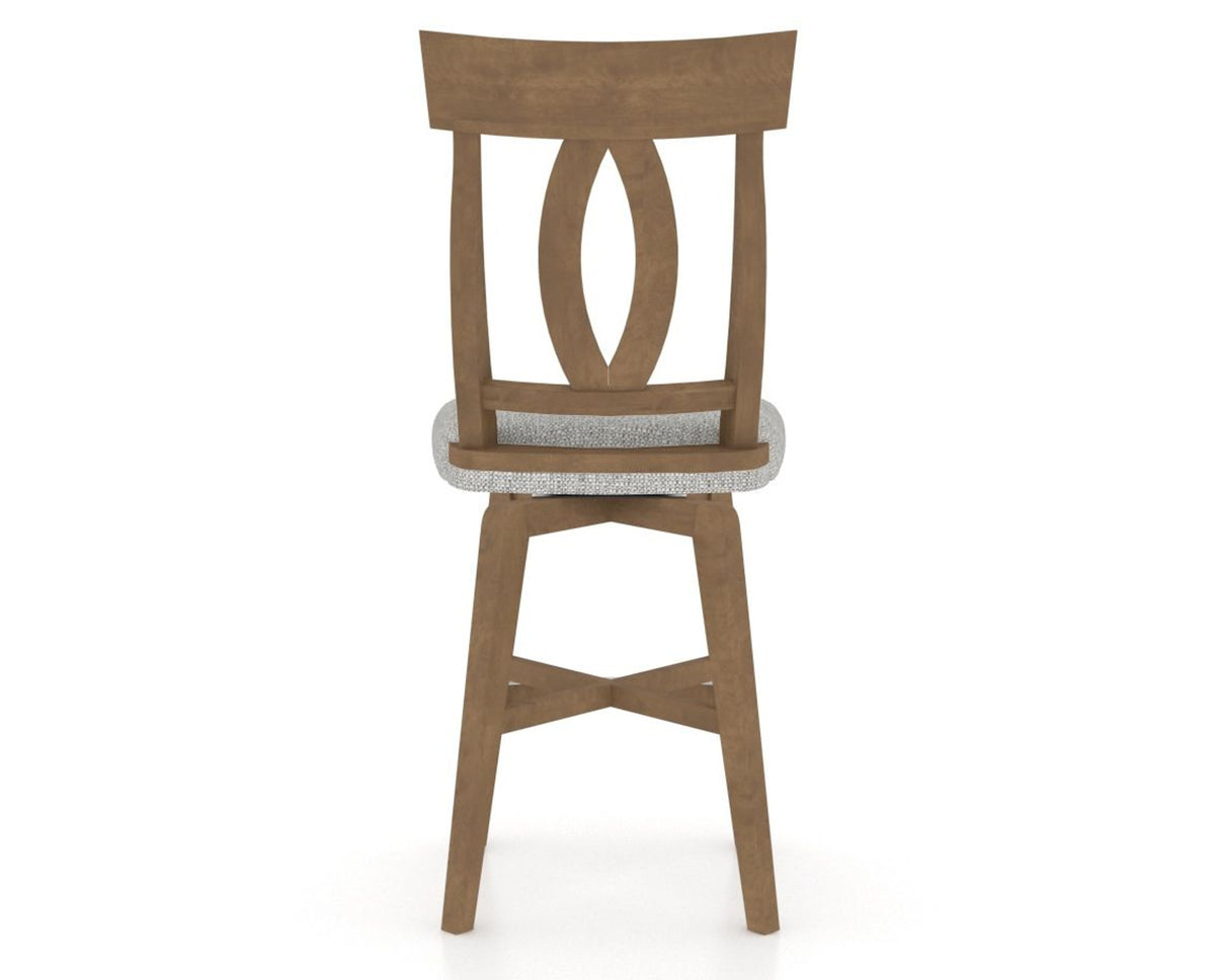 Canadel Swivel Counter Stool 7100 in 7C Fabric and 25 Pecan Washed, back view