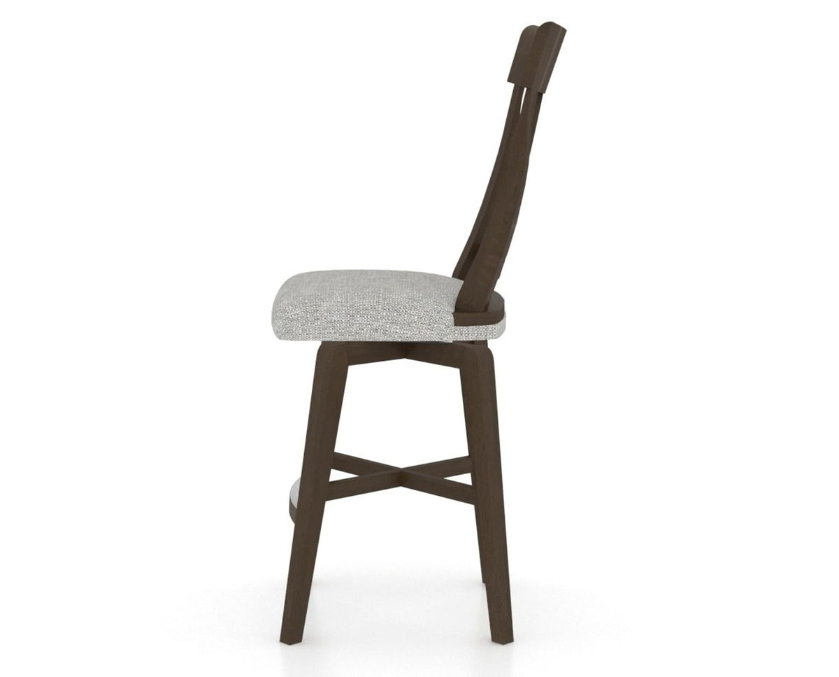 Canadel Swivel Counter Stool 7100 in 7C Fabric and 29 Hazelnut Washed, side view