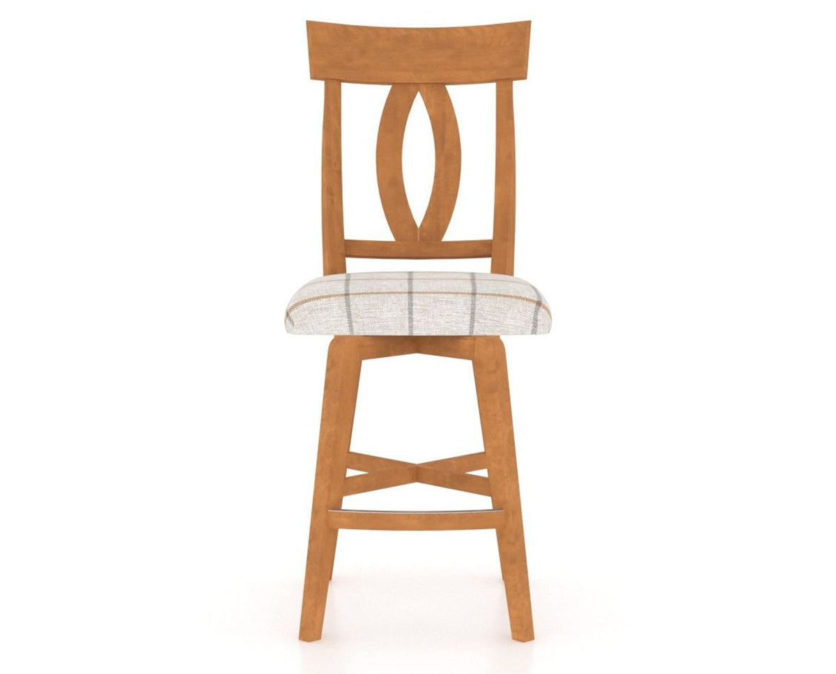 Canadel Swivel Counter Stool 7100 in OZ Fabric and 01 Honey Washed, front view