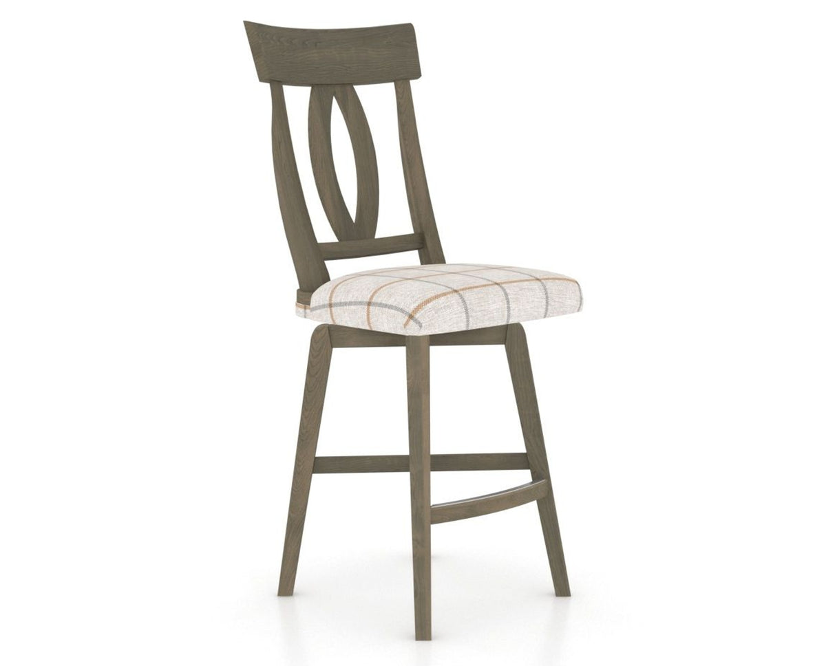 Canadel Swivel Counter Stool 7100 in OZ Fabric and 08 Shadow, three-quarter view